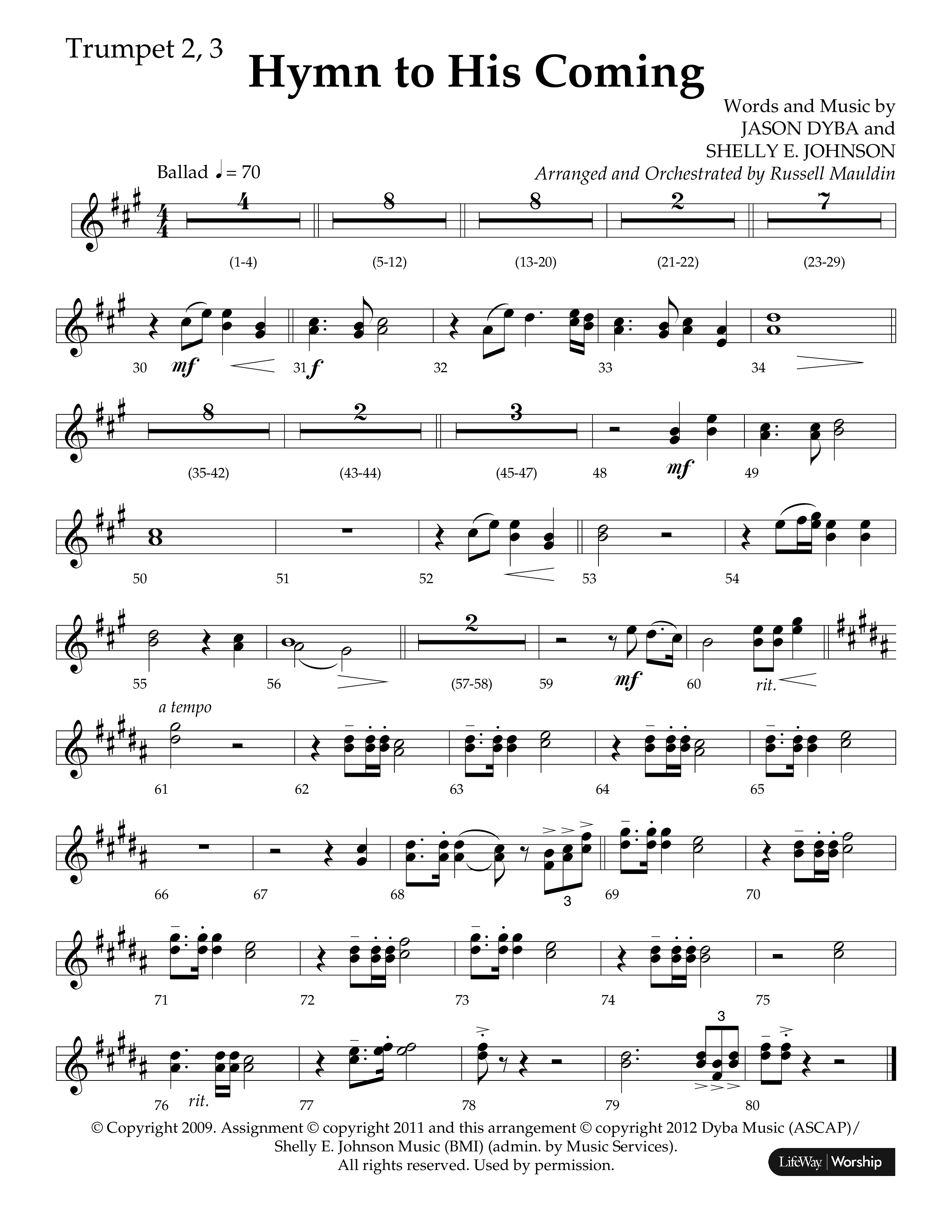 Hymn To His Coming (Choral Anthem SATB) Trumpet 2/3 (Lifeway Choral / Arr. Russell Mauldin)