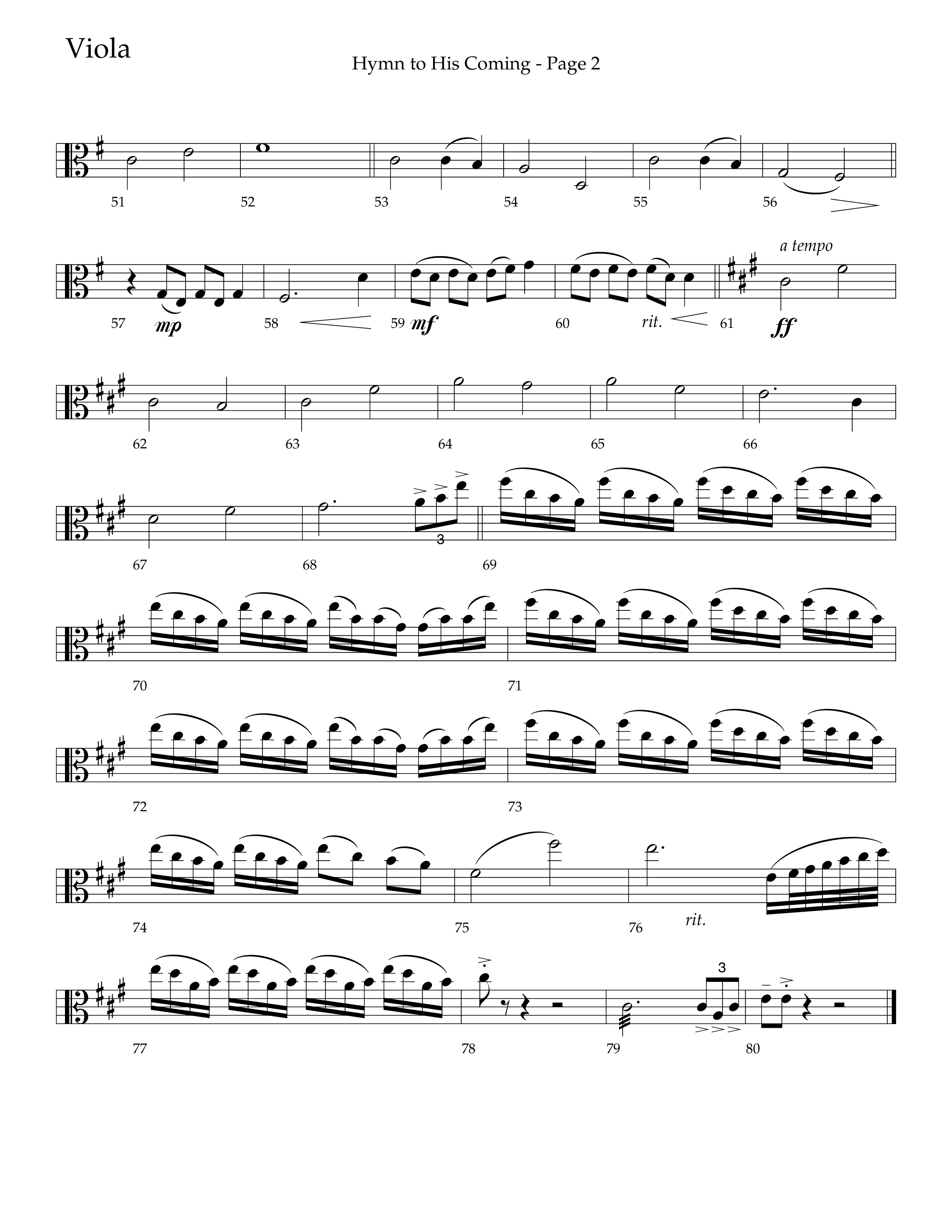 Hymn To His Coming (Choral Anthem SATB) Viola (Lifeway Choral / Arr. Russell Mauldin)