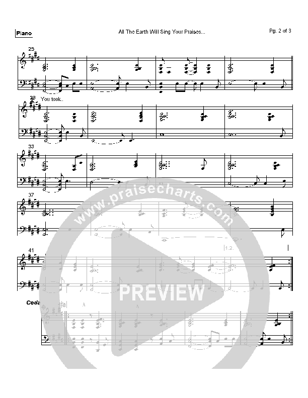 All The Earth Will Sing Your Praises Piano Sheet (Paul Baloche)