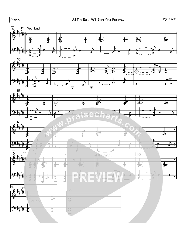 All The Earth Will Sing Your Praises Piano Sheet (Paul Baloche)