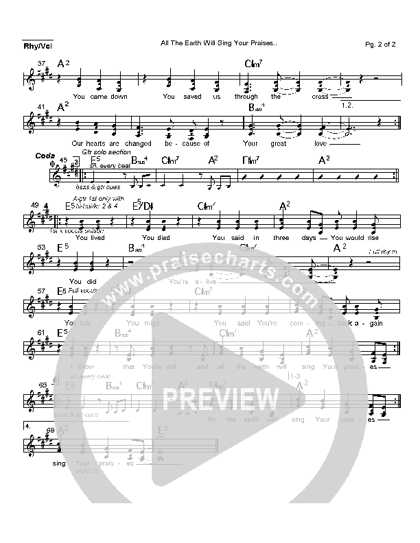 All The Earth Will Sing Your Praises Rhythm/Vocal (Paul Baloche)