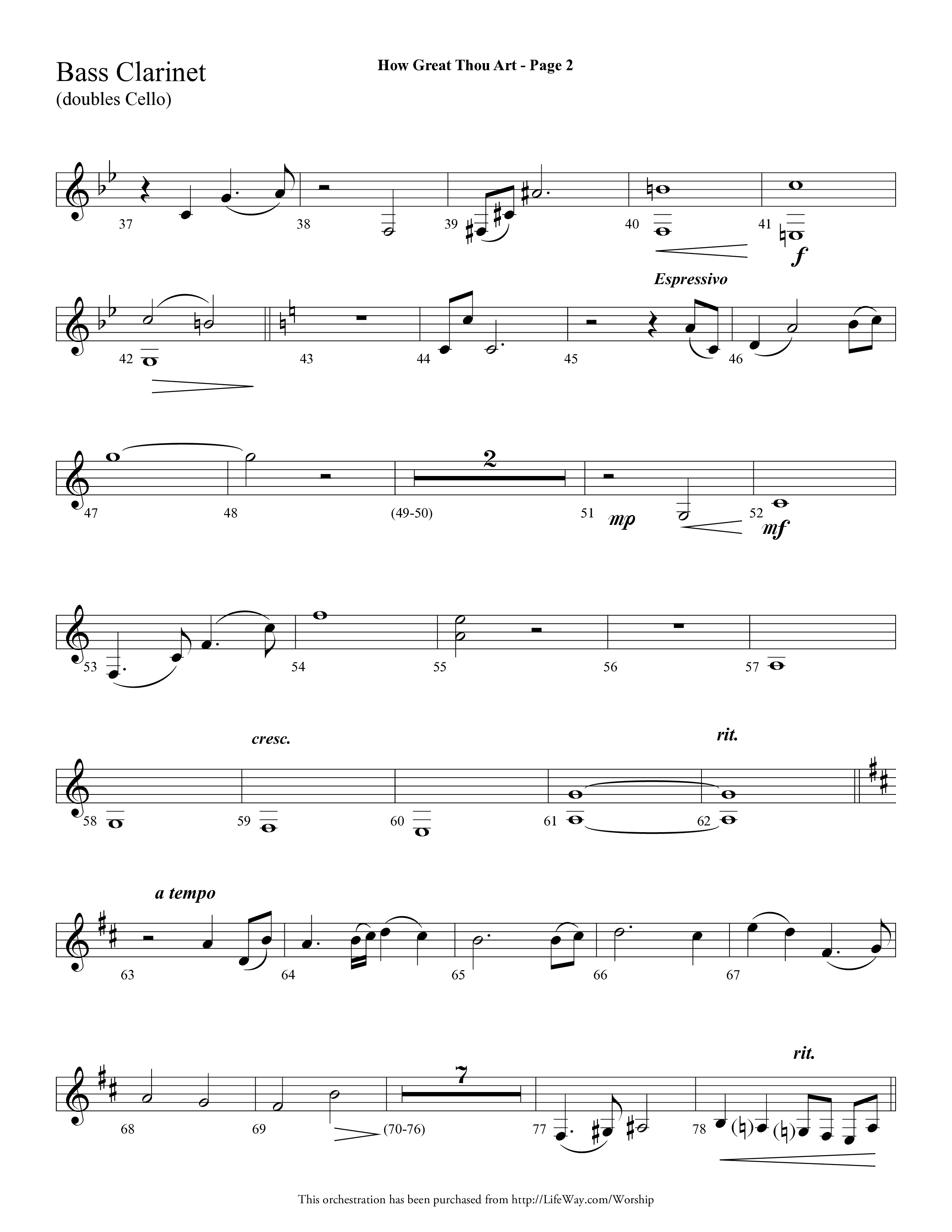 How Great Thou Art (Choral Anthem SATB) Bass Clarinet (Lifeway Choral / Arr. Dave Williamson)