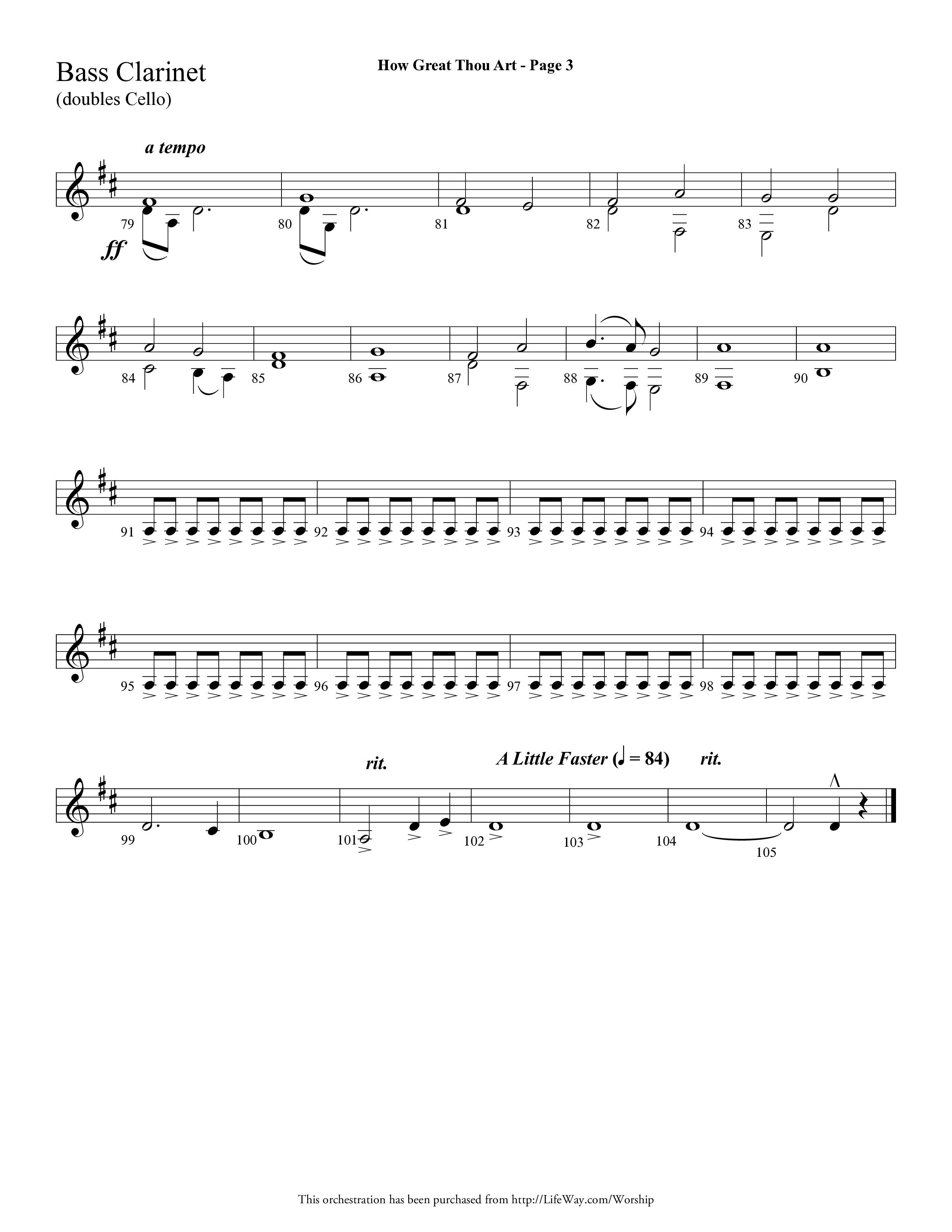 How Great Thou Art (Choral Anthem SATB) Bass Clarinet (Lifeway Choral / Arr. Dave Williamson)