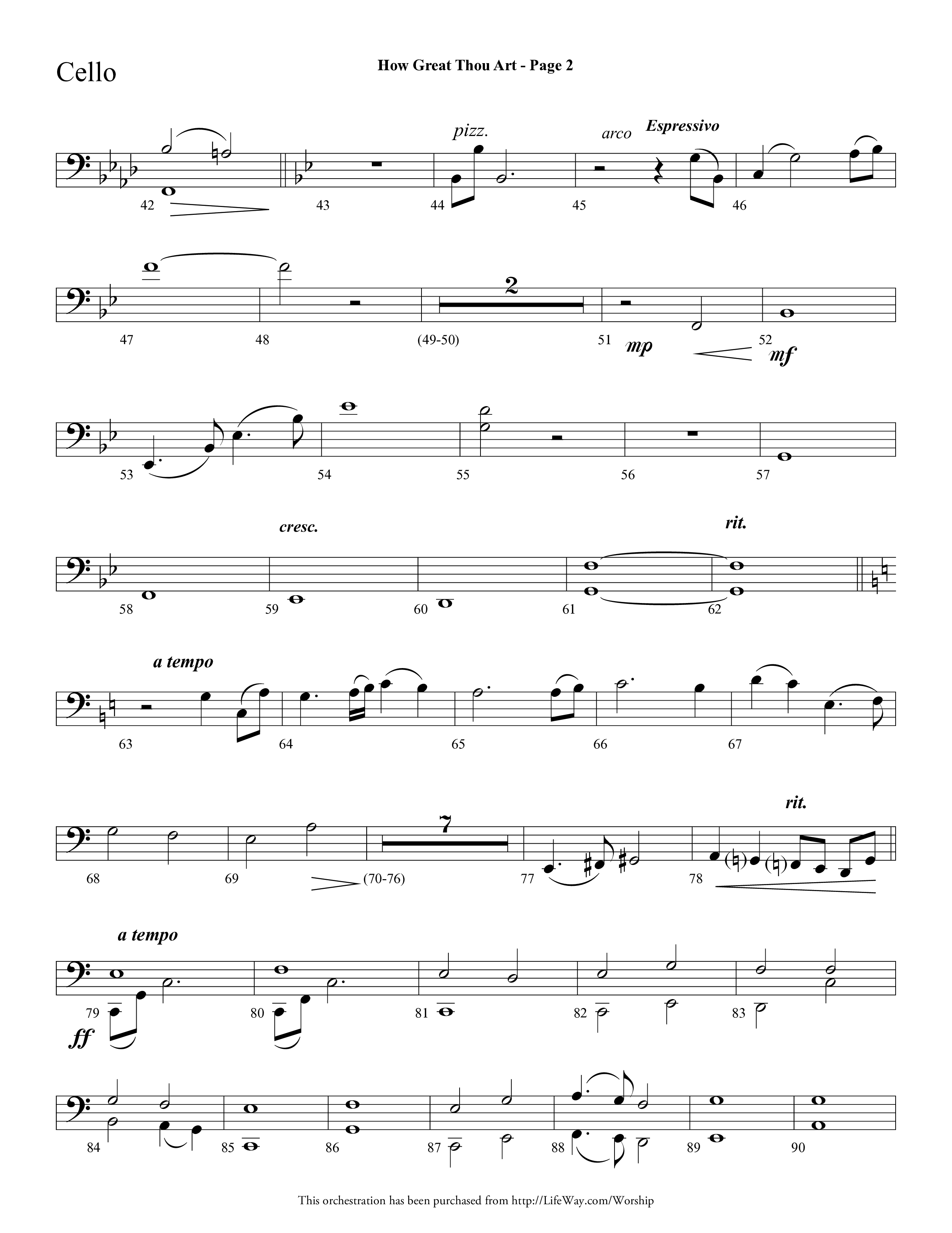 How Great Thou Art (Choral Anthem SATB) Cello (Lifeway Choral / Arr. Dave Williamson)