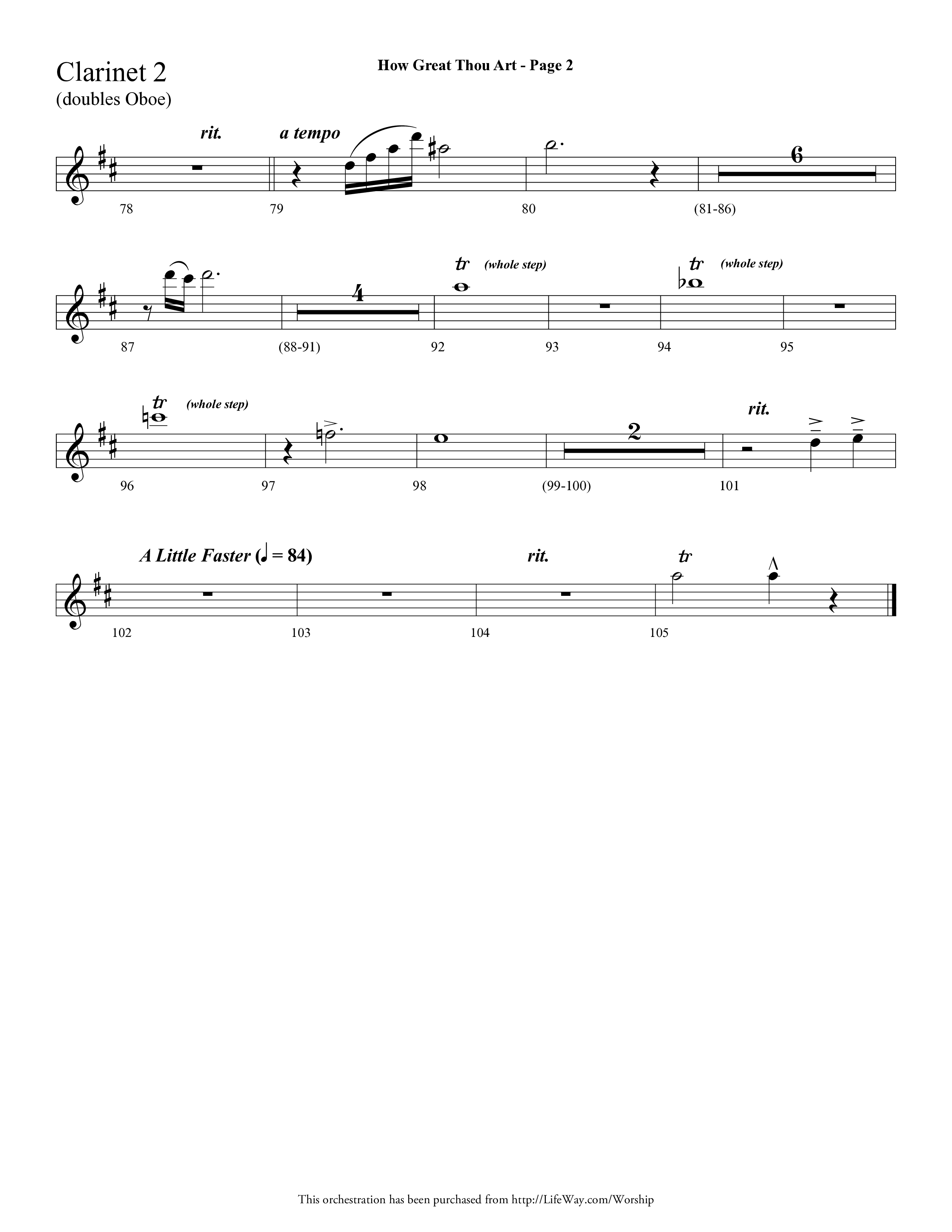 How Great Thou Art (Choral Anthem SATB) Clarinet 1/2 (Lifeway Choral / Arr. Dave Williamson)