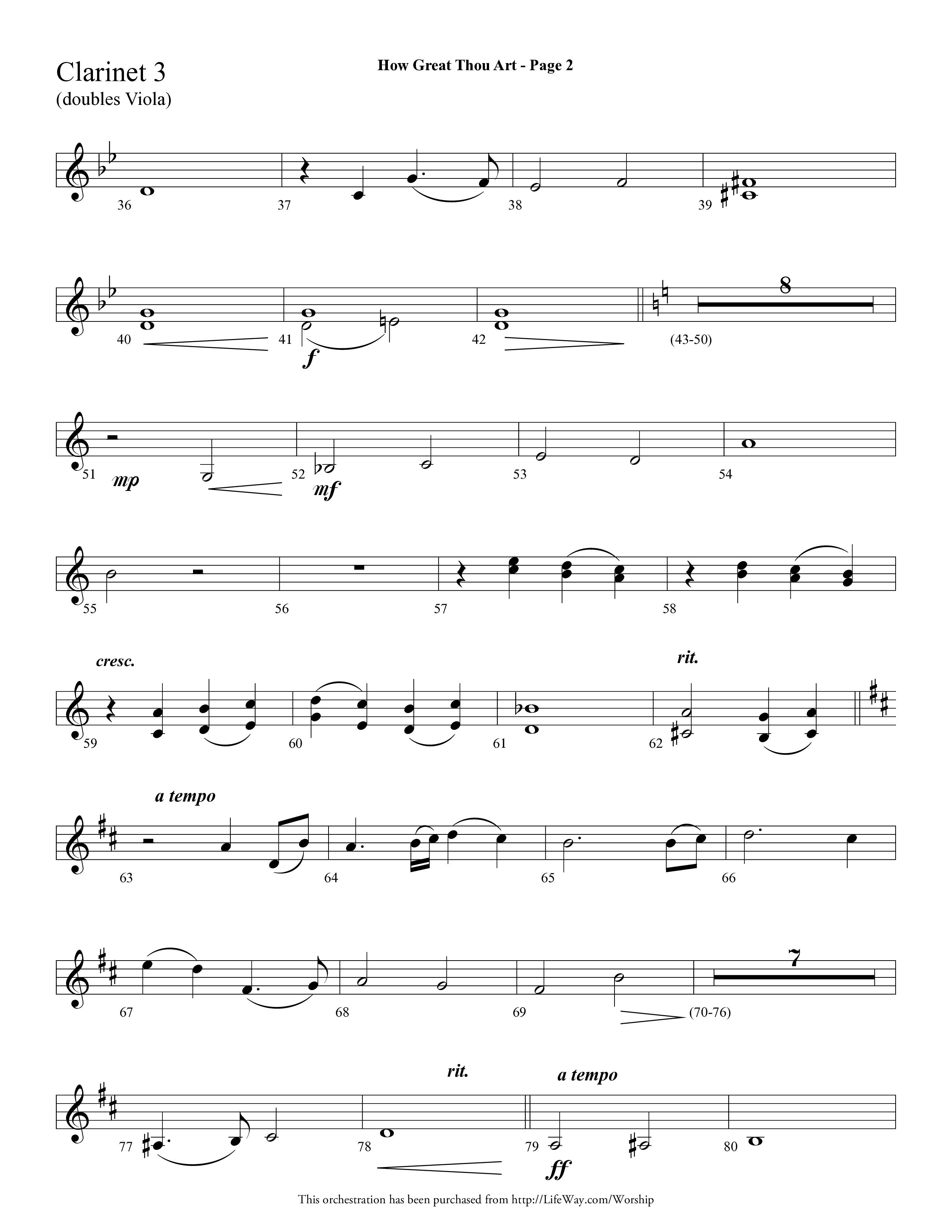 How Great Thou Art (Choral Anthem SATB) Clarinet 3 (Lifeway Choral / Arr. Dave Williamson)