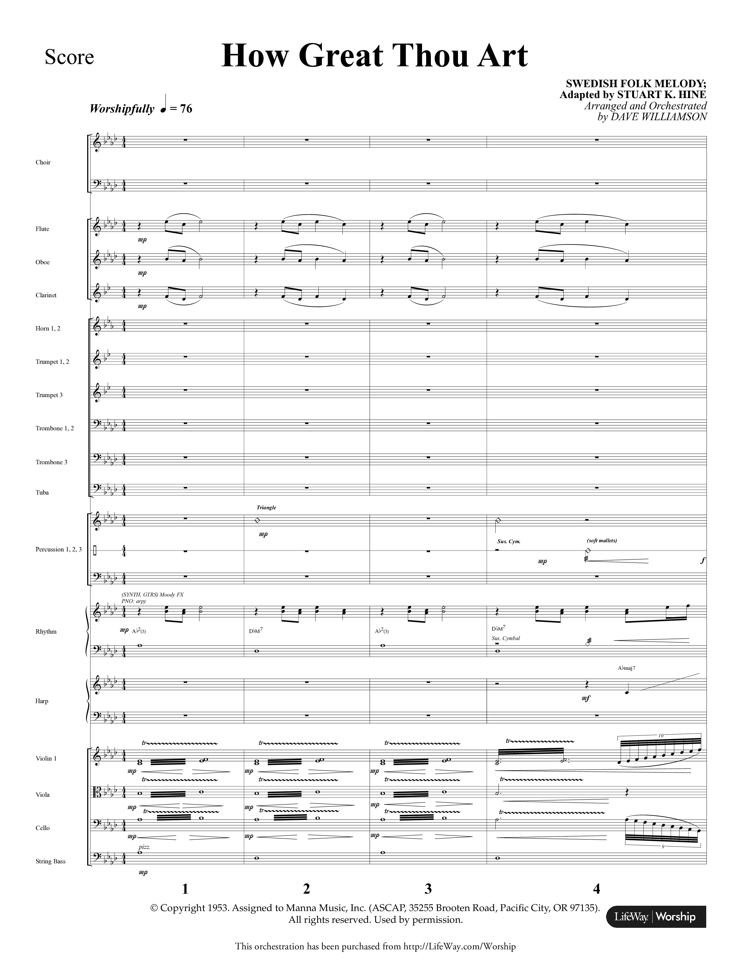 How Great Thou Art (Choral Anthem SATB) Conductor's Score (Lifeway Choral / Arr. Dave Williamson)