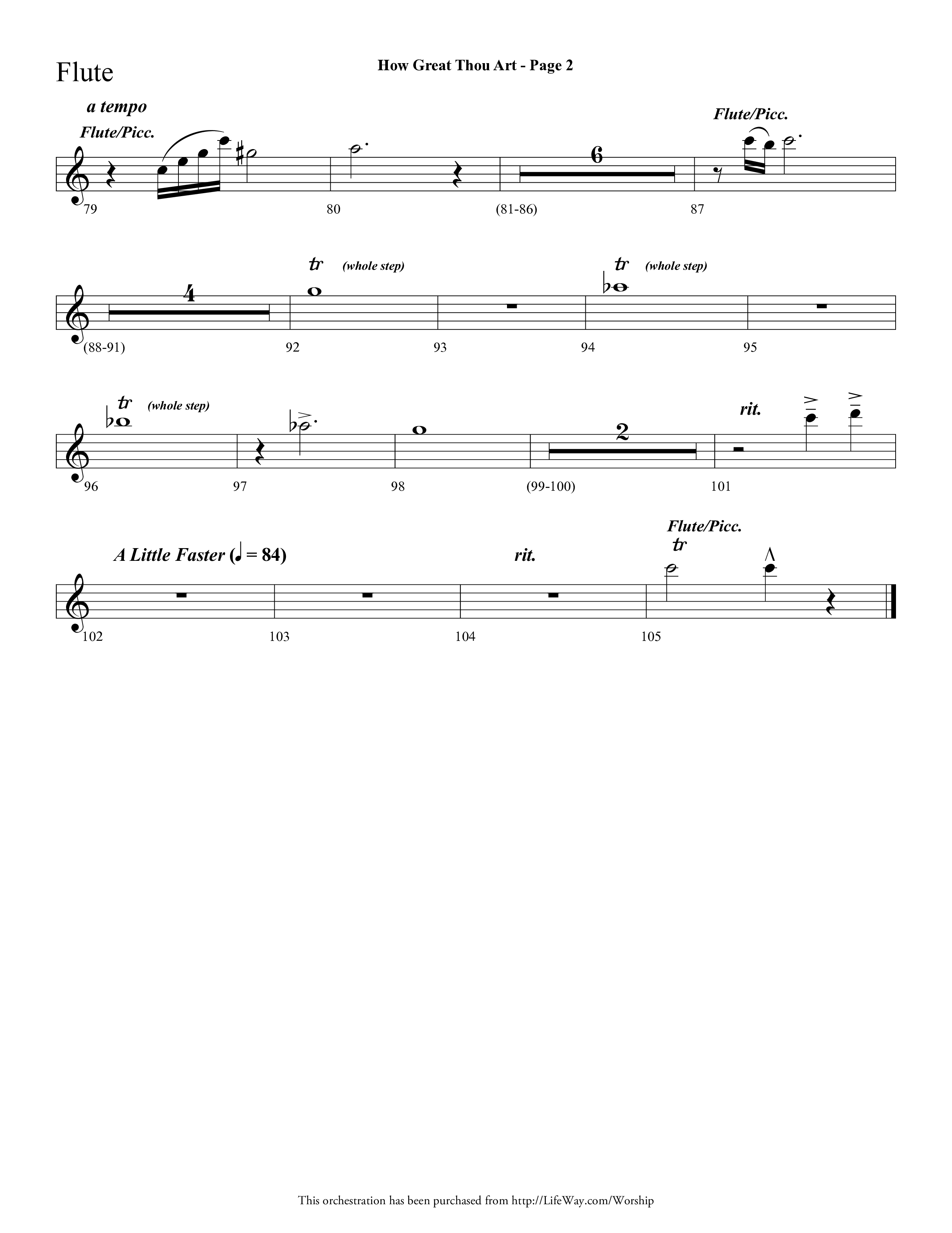 How Great Thou Art (Choral Anthem SATB) Flute (Lifeway Choral / Arr. Dave Williamson)