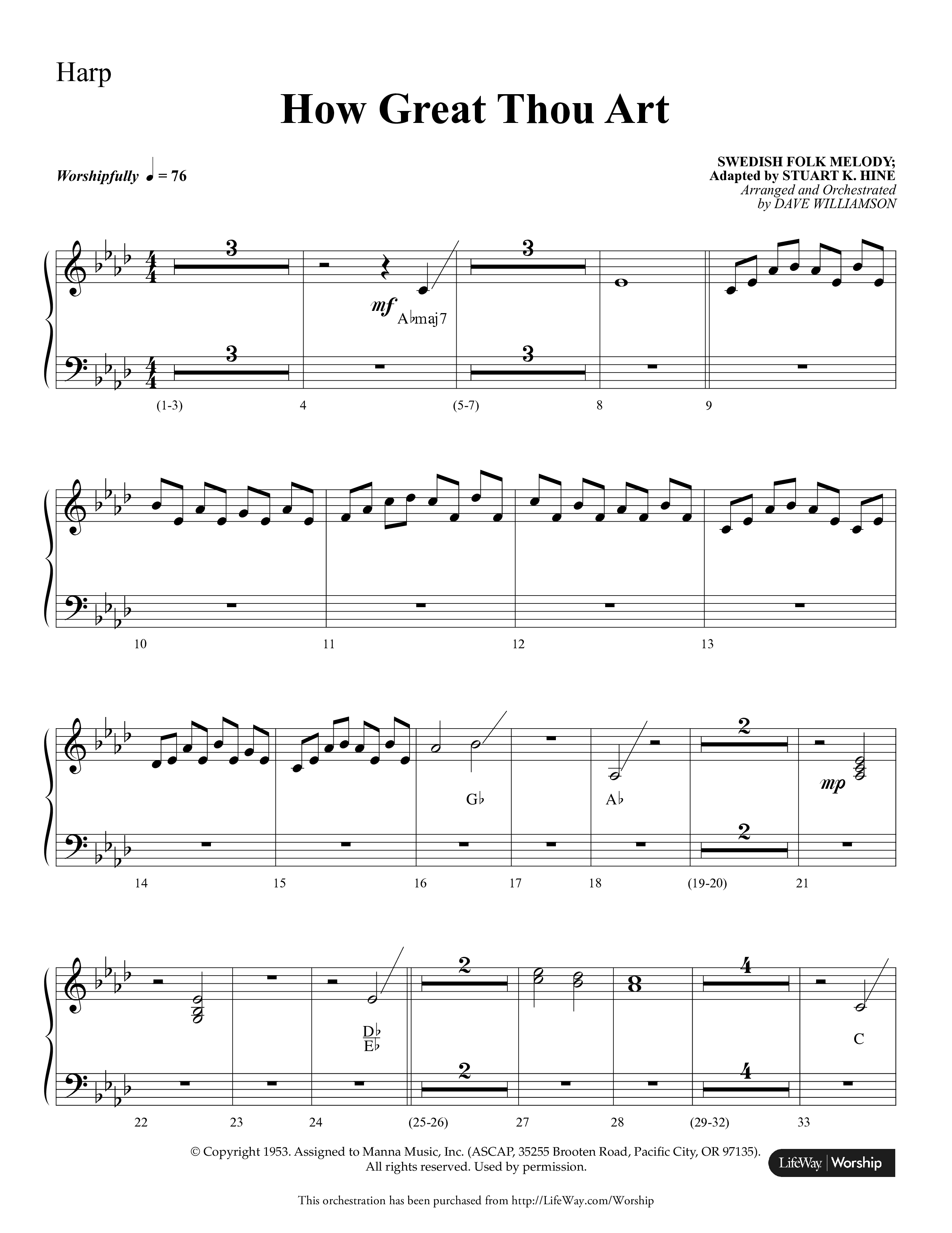 How Great Thou Art (Choral Anthem SATB) Harp (Lifeway Choral / Arr. Dave Williamson)