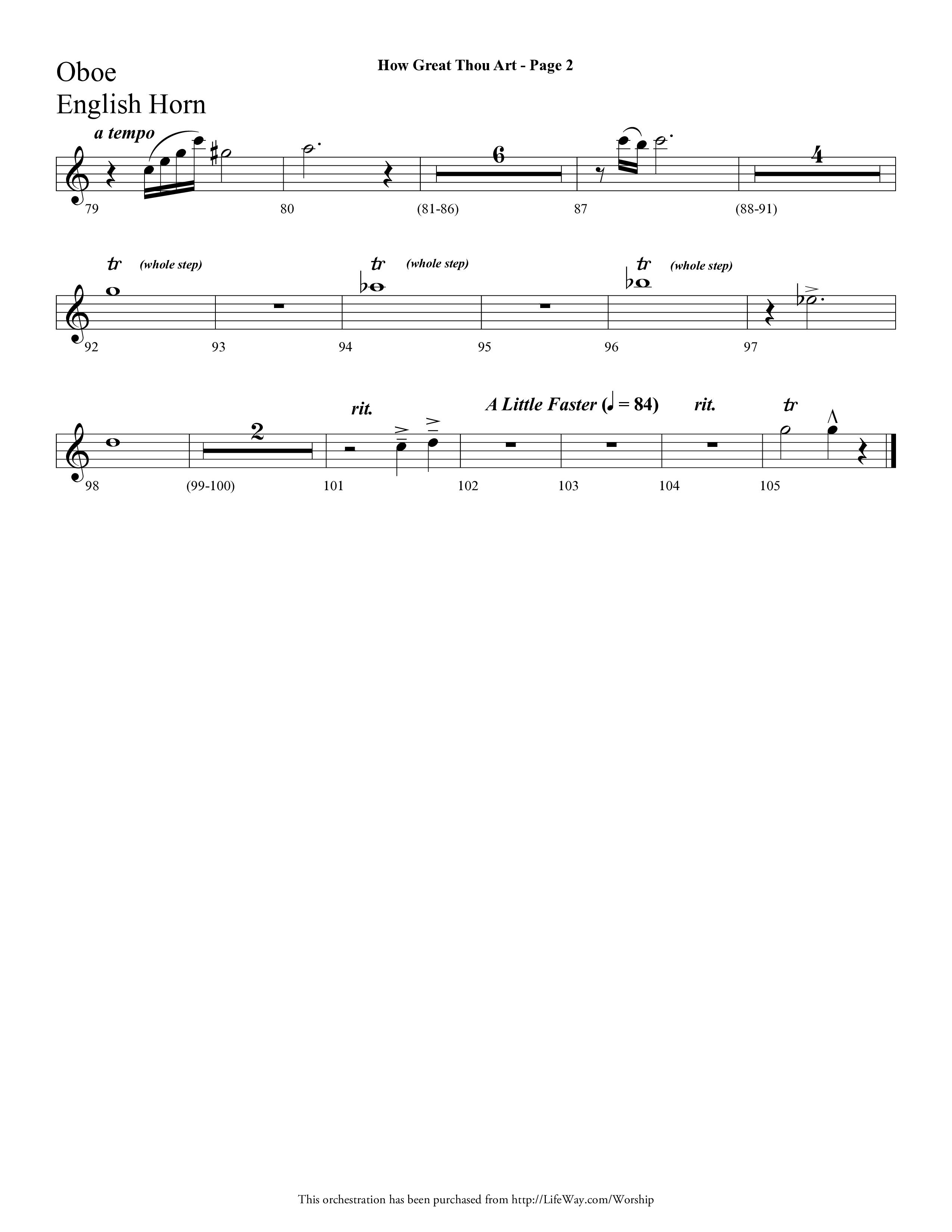 How Great Thou Art (Choral Anthem SATB) Oboe (Lifeway Choral / Arr. Dave Williamson)