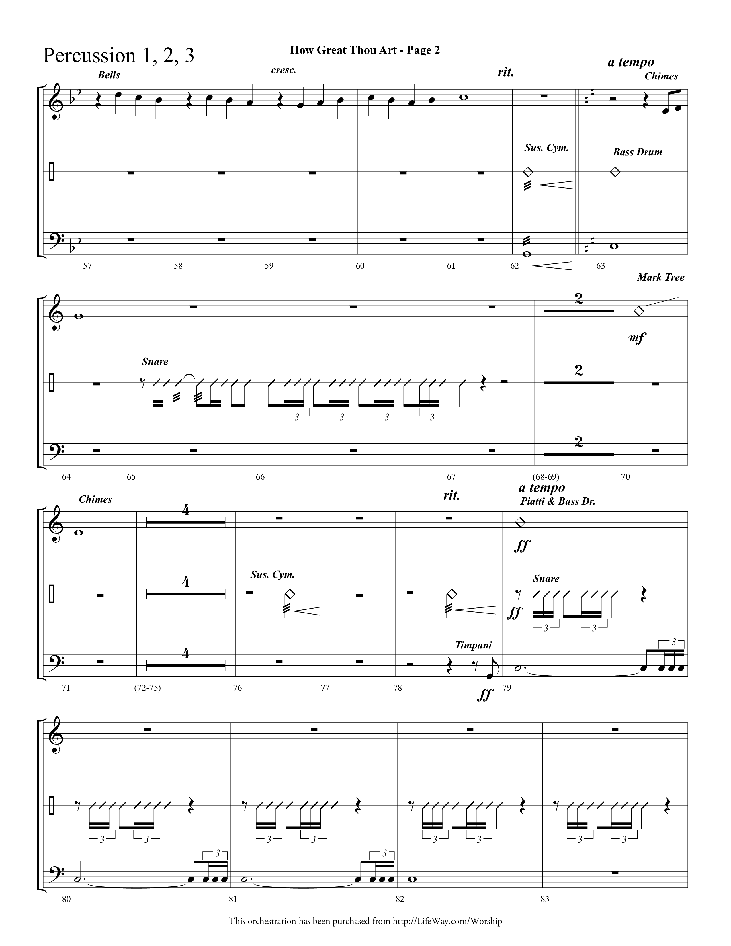 How Great Thou Art (Choral Anthem SATB) Percussion (Lifeway Choral / Arr. Dave Williamson)