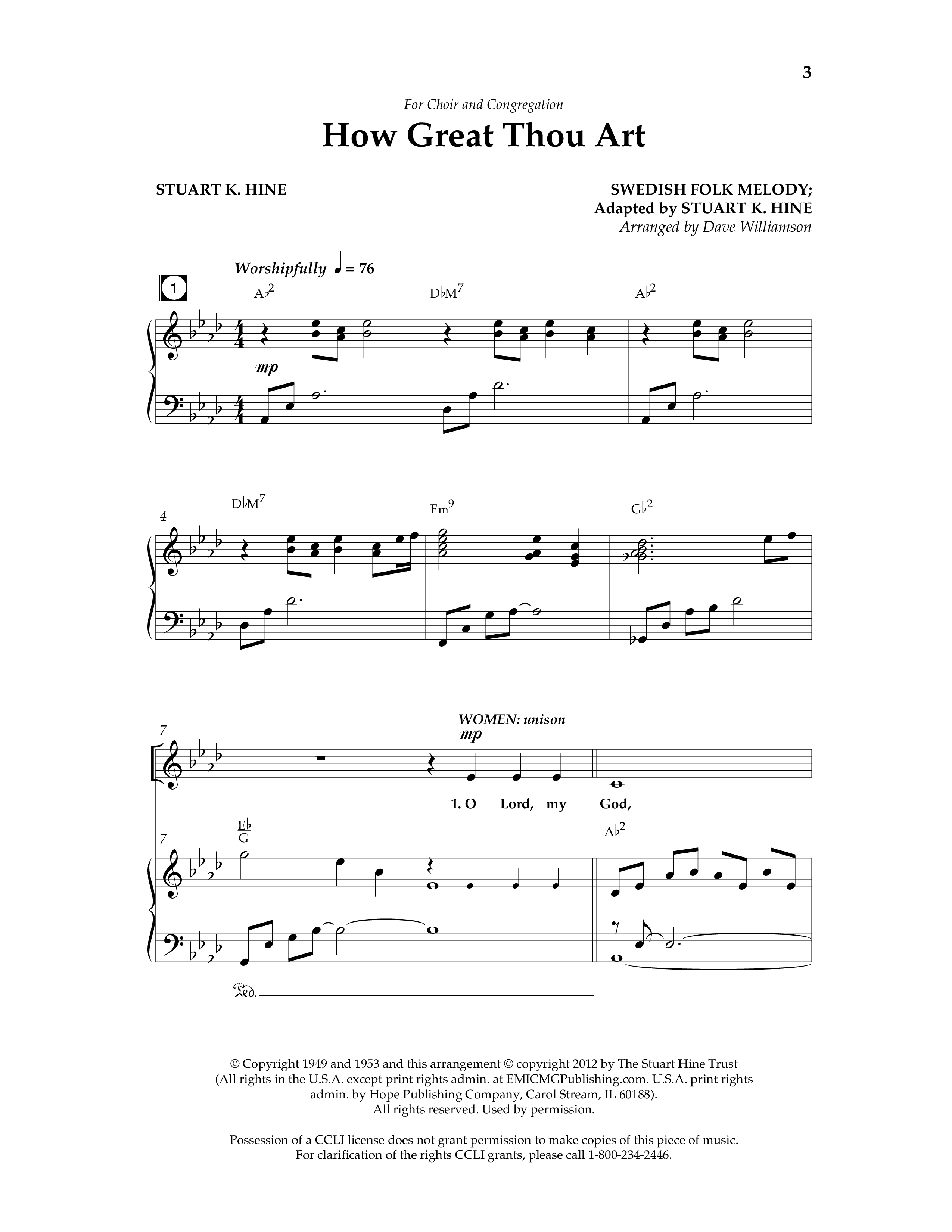 How Great Thou Art (Choral Anthem SATB) Anthem (SATB/Piano) (Lifeway Choral / Arr. Dave Williamson)