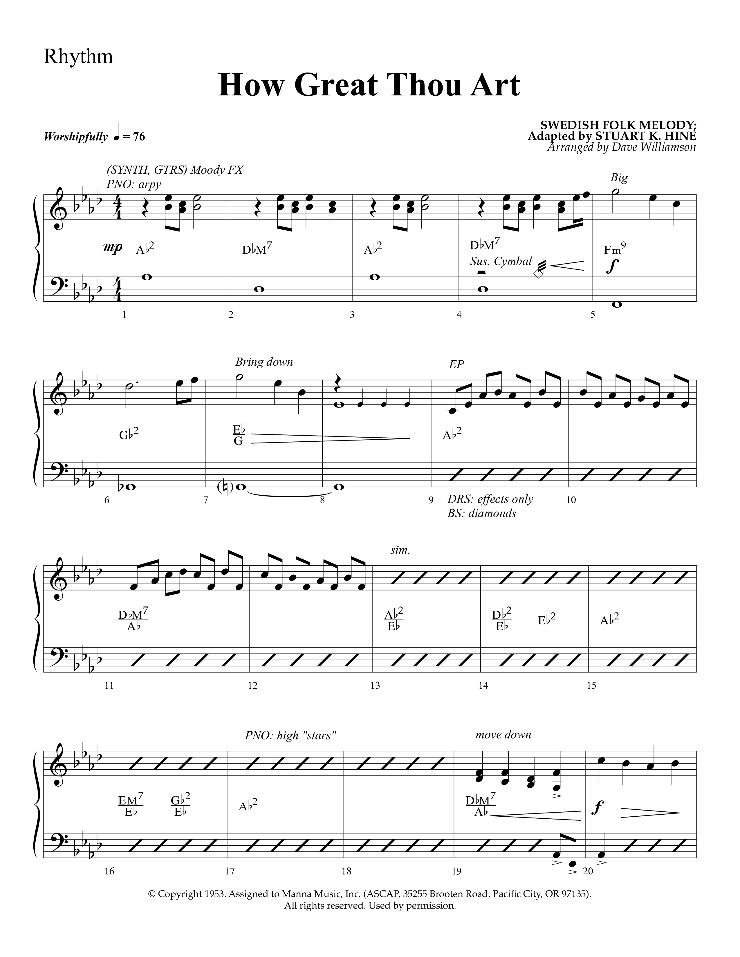 How Great Thou Art (Choral Anthem SATB) Lead Melody & Rhythm (Lifeway Choral / Arr. Dave Williamson)