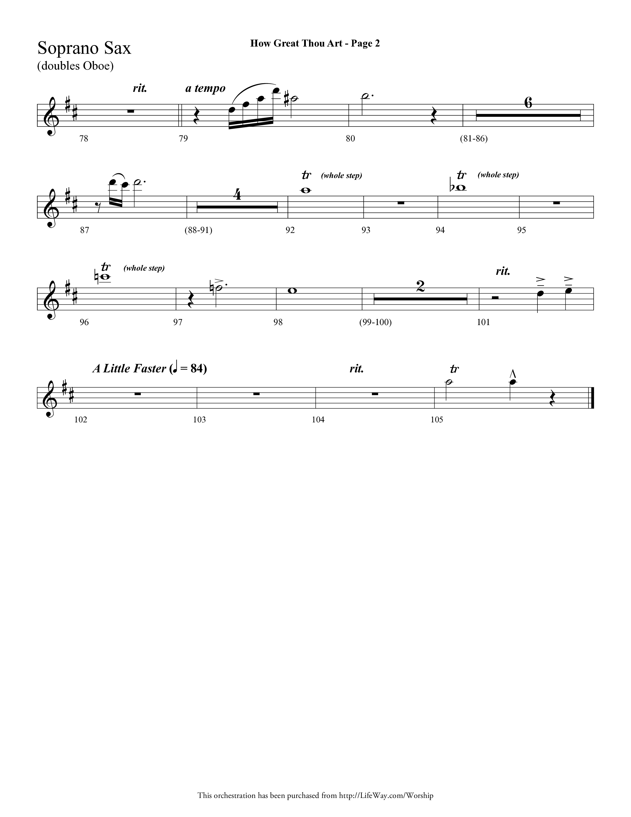 How Great Thou Art (Choral Anthem SATB) Soprano Sax (Lifeway Choral / Arr. Dave Williamson)
