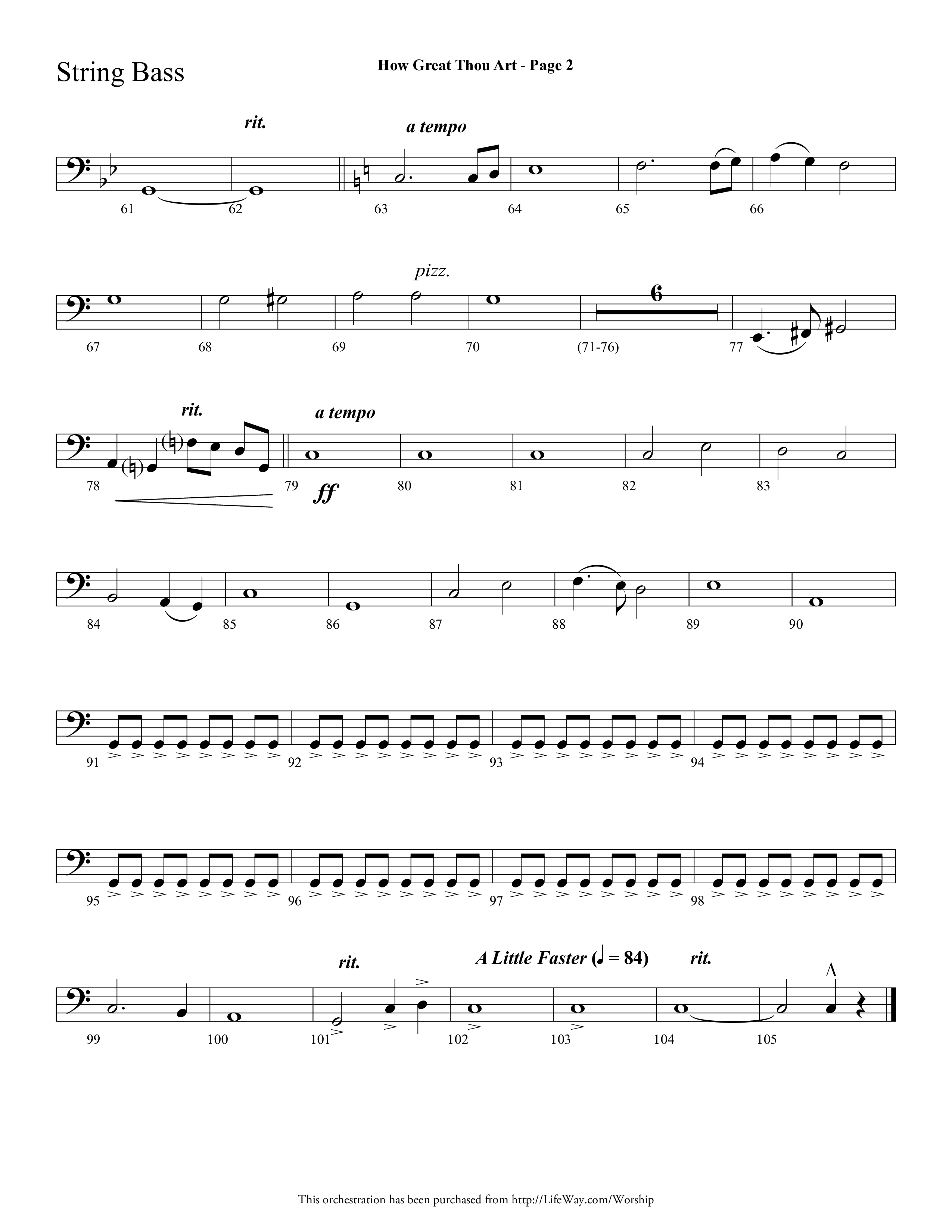 How Great Thou Art (Choral Anthem SATB) String Bass (Lifeway Choral / Arr. Dave Williamson)