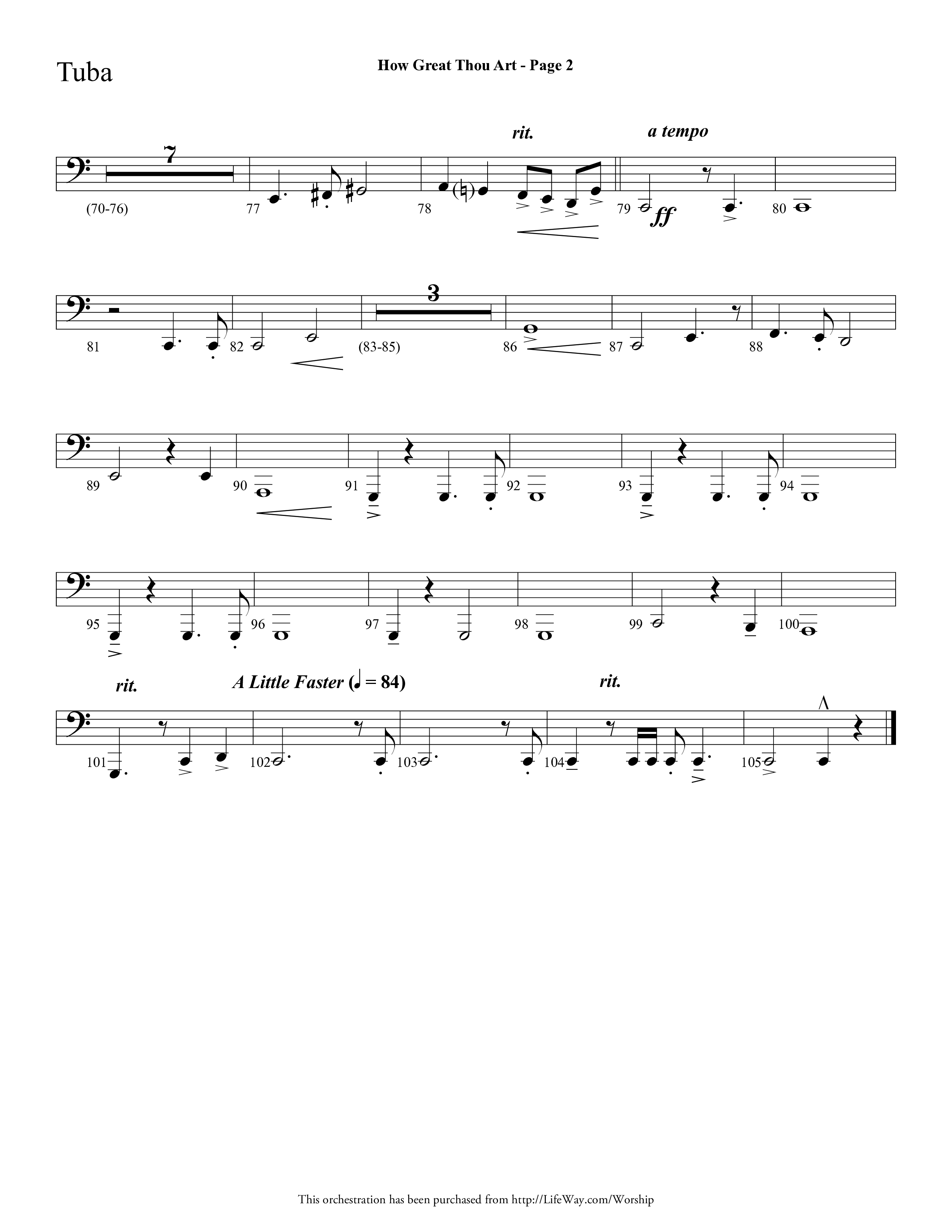 How Great Thou Art (Choral Anthem SATB) Tuba (Lifeway Choral / Arr. Dave Williamson)