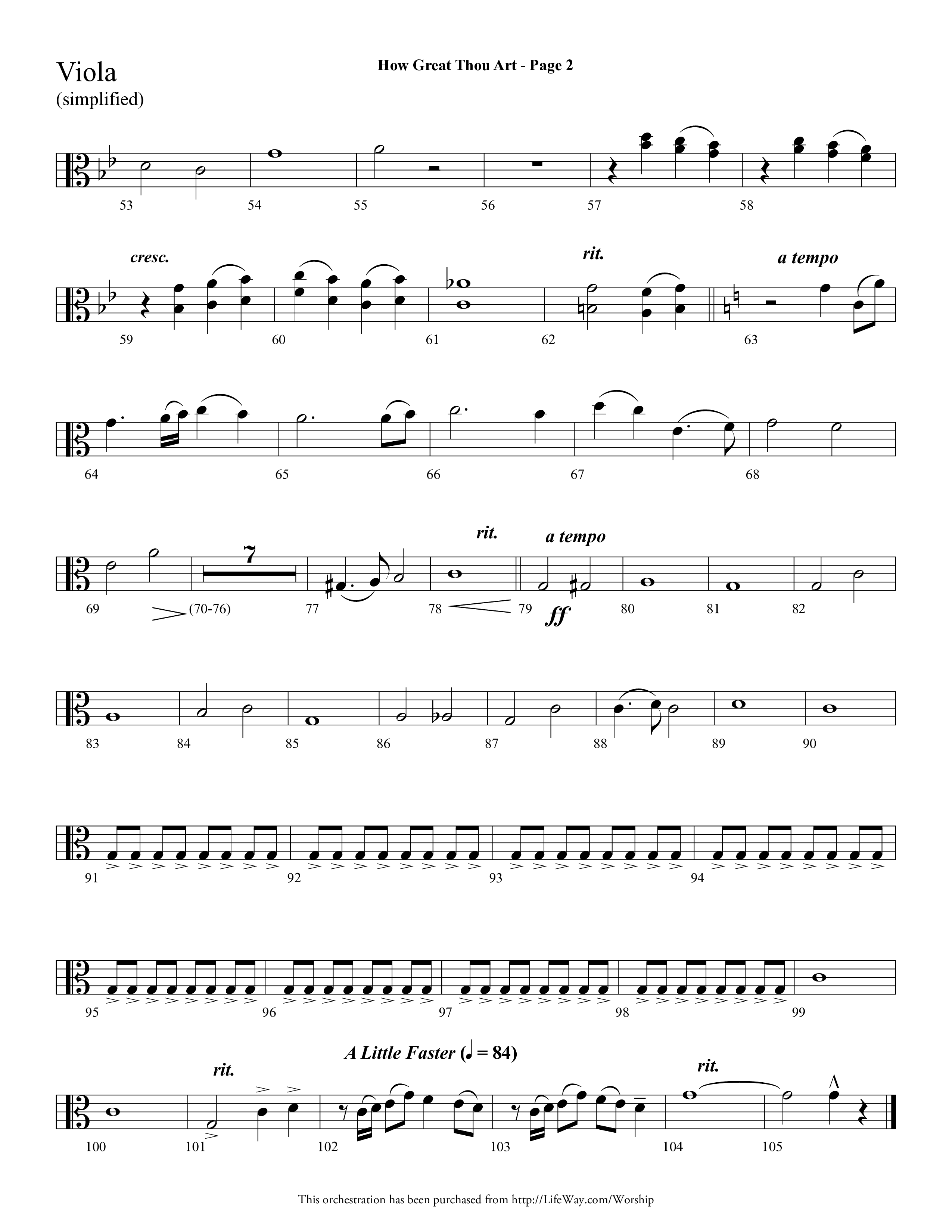 How Great Thou Art (Choral Anthem SATB) Viola (Lifeway Choral / Arr. Dave Williamson)