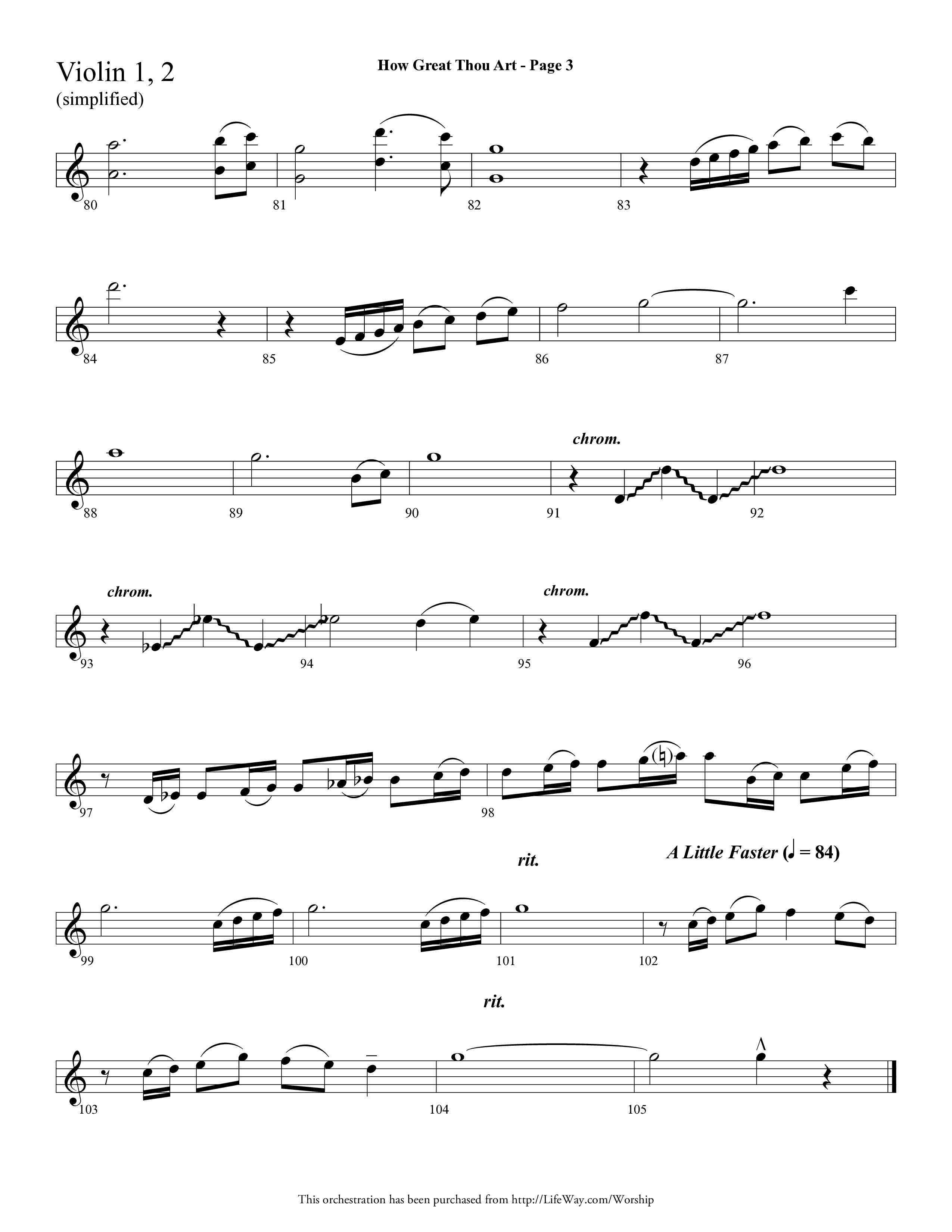 How Great Thou Art (Choral Anthem SATB) Violin 1/2 (Lifeway Choral / Arr. Dave Williamson)