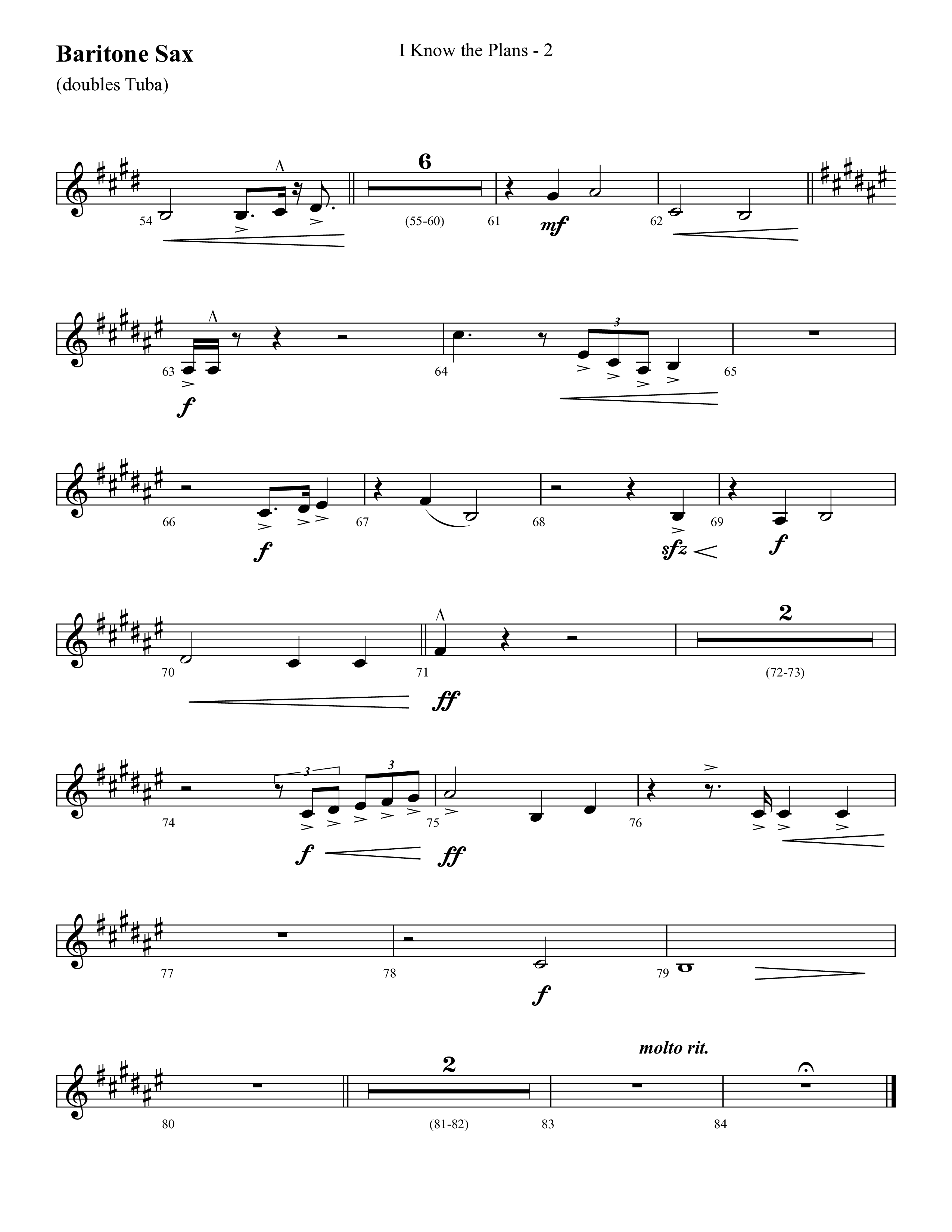 I Know The Plans (Choral Anthem SATB) Bari Sax (Lifeway Choral / Arr. Cliff Duren)