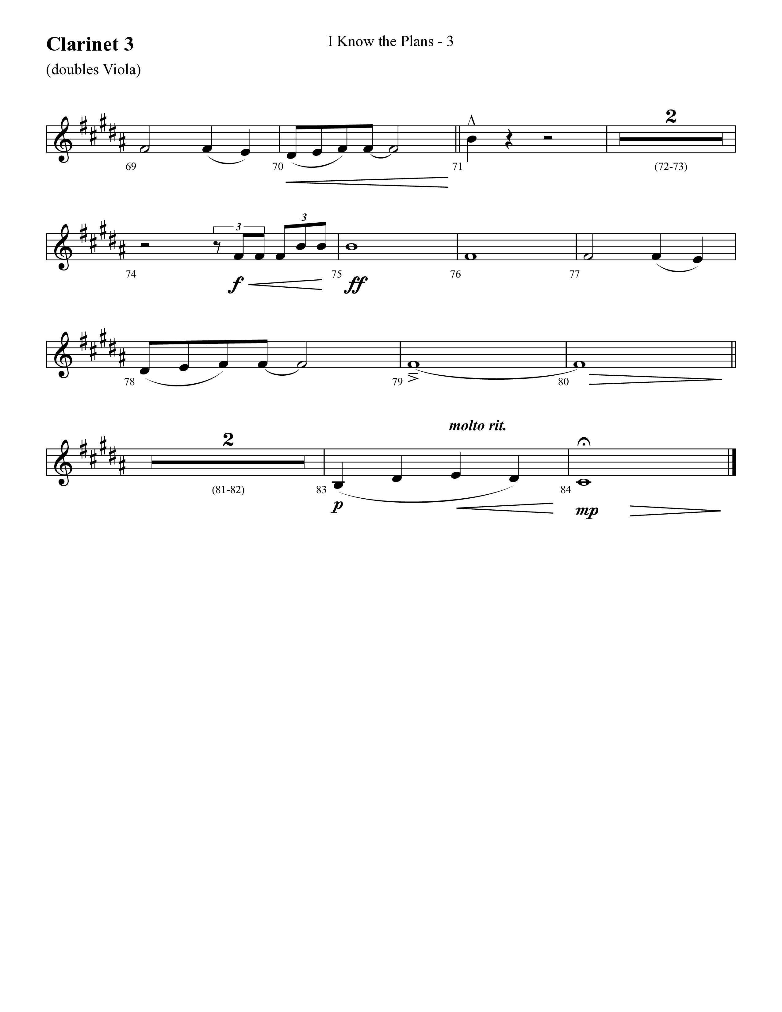 I Know The Plans (Choral Anthem SATB) Clarinet 3 (Lifeway Choral / Arr. Cliff Duren)