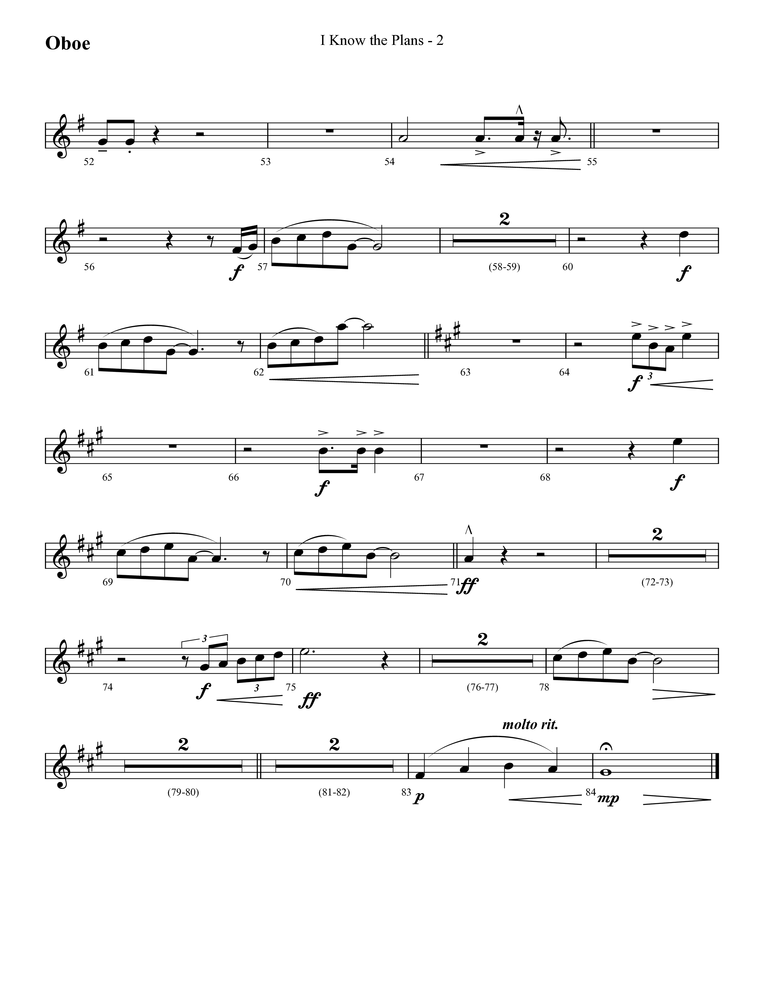 I Know The Plans (Choral Anthem SATB) Oboe (Lifeway Choral / Arr. Cliff Duren)