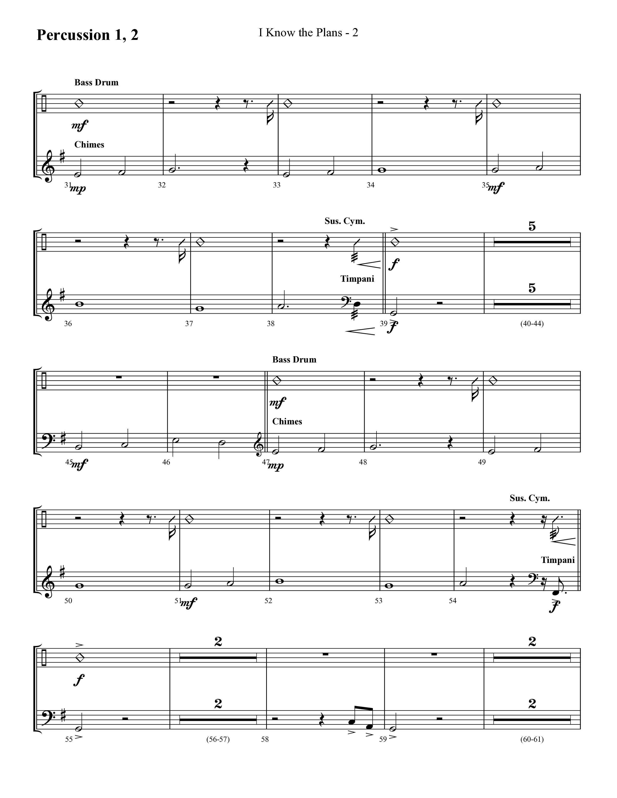 I Know The Plans (Choral Anthem SATB) Percussion 1/2 (Lifeway Choral / Arr. Cliff Duren)