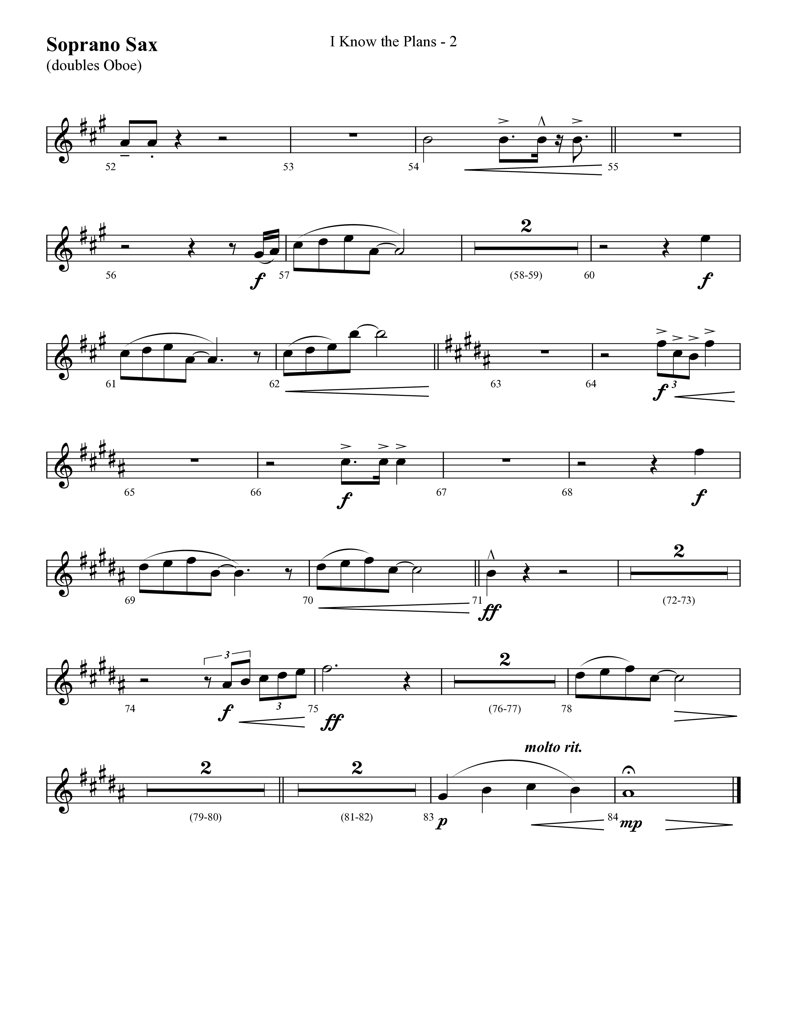 I Know The Plans (Choral Anthem SATB) Soprano Sax (Lifeway Choral / Arr. Cliff Duren)