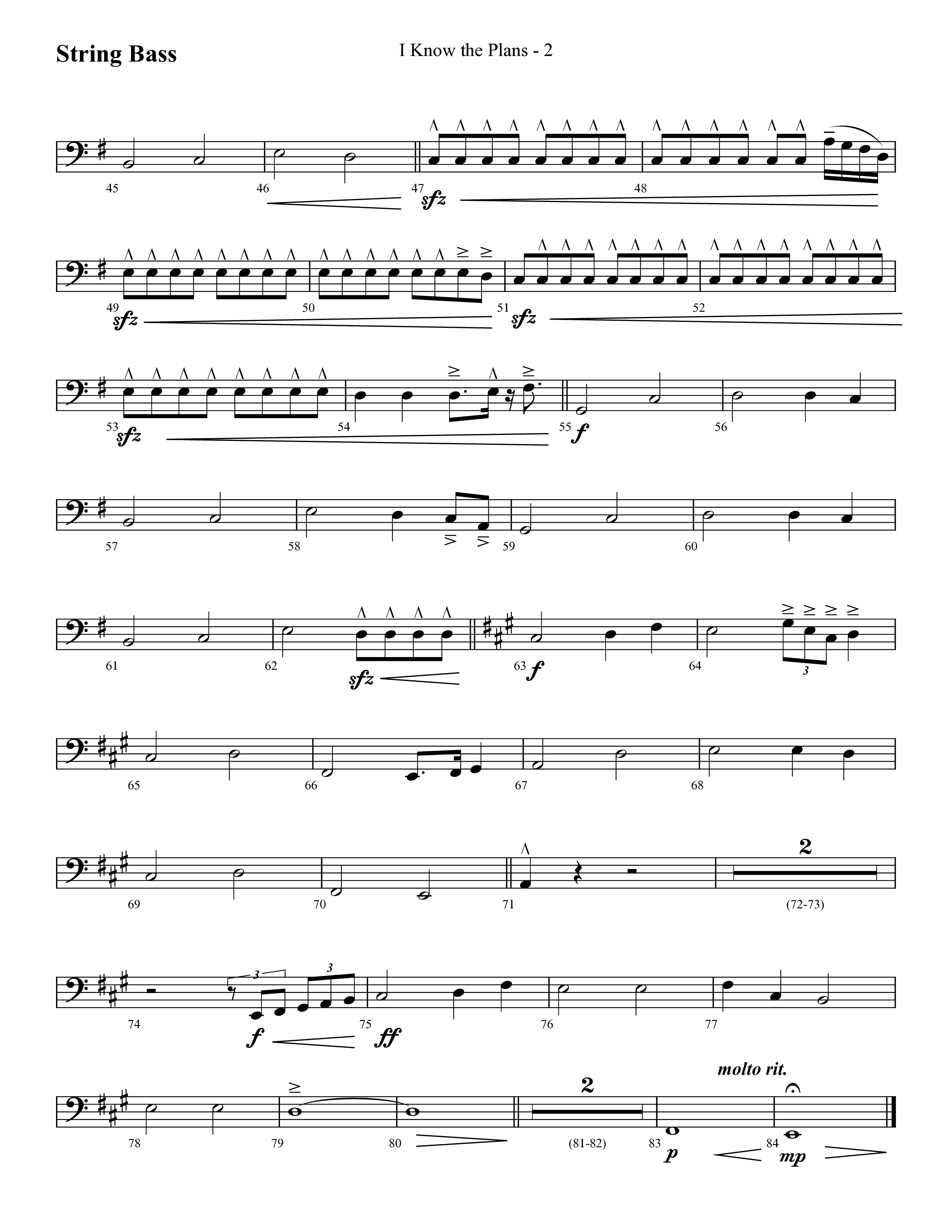 I Know The Plans (Choral Anthem SATB) String Bass (Lifeway Choral / Arr. Cliff Duren)