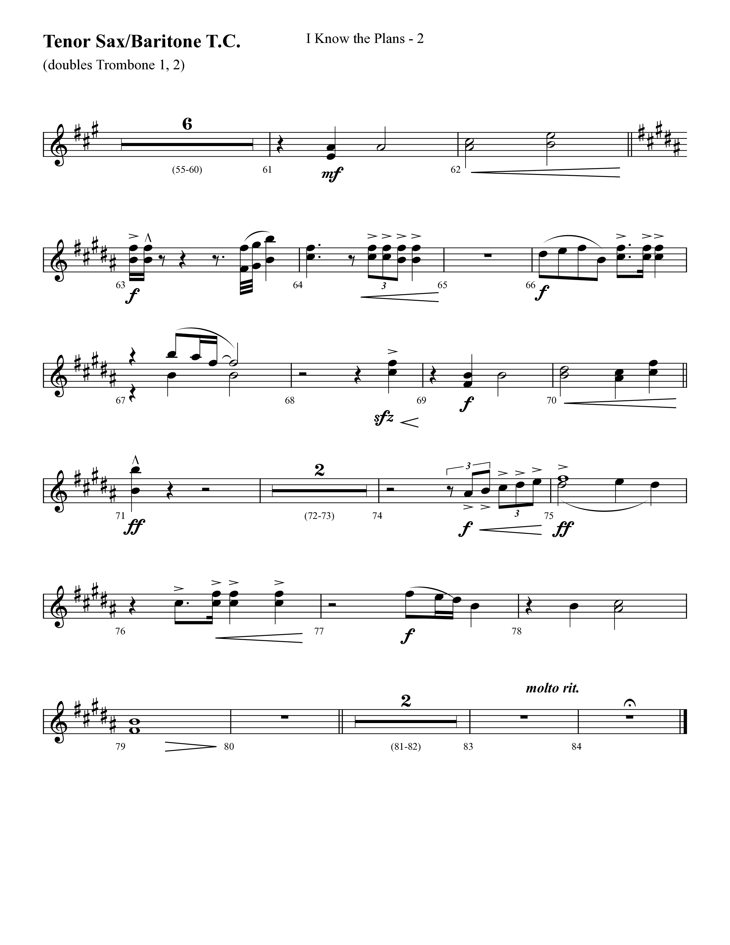I Know The Plans (Choral Anthem SATB) Tenor Sax/Baritone T.C. (Lifeway Choral / Arr. Cliff Duren)