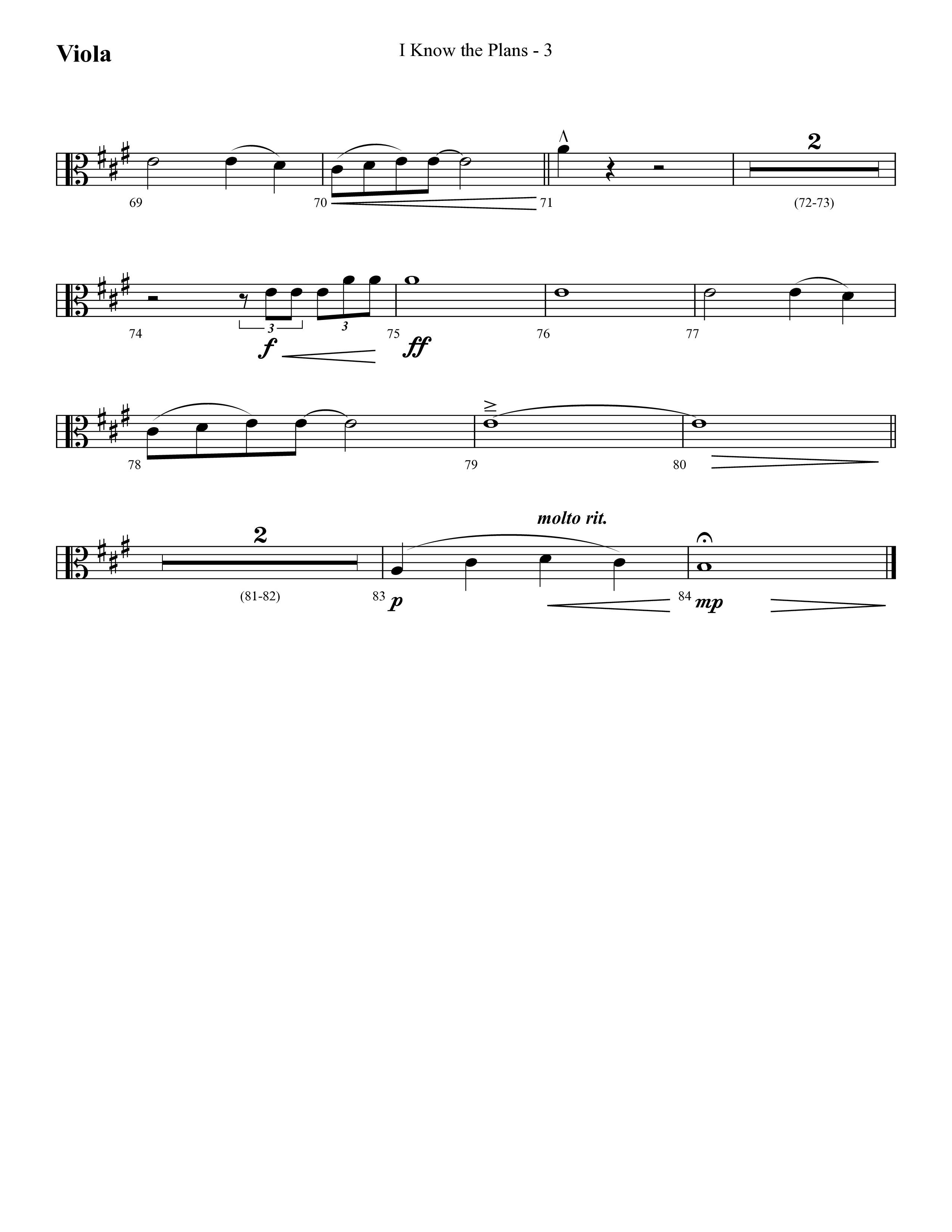 I Know The Plans (Choral Anthem SATB) Viola (Lifeway Choral / Arr. Cliff Duren)