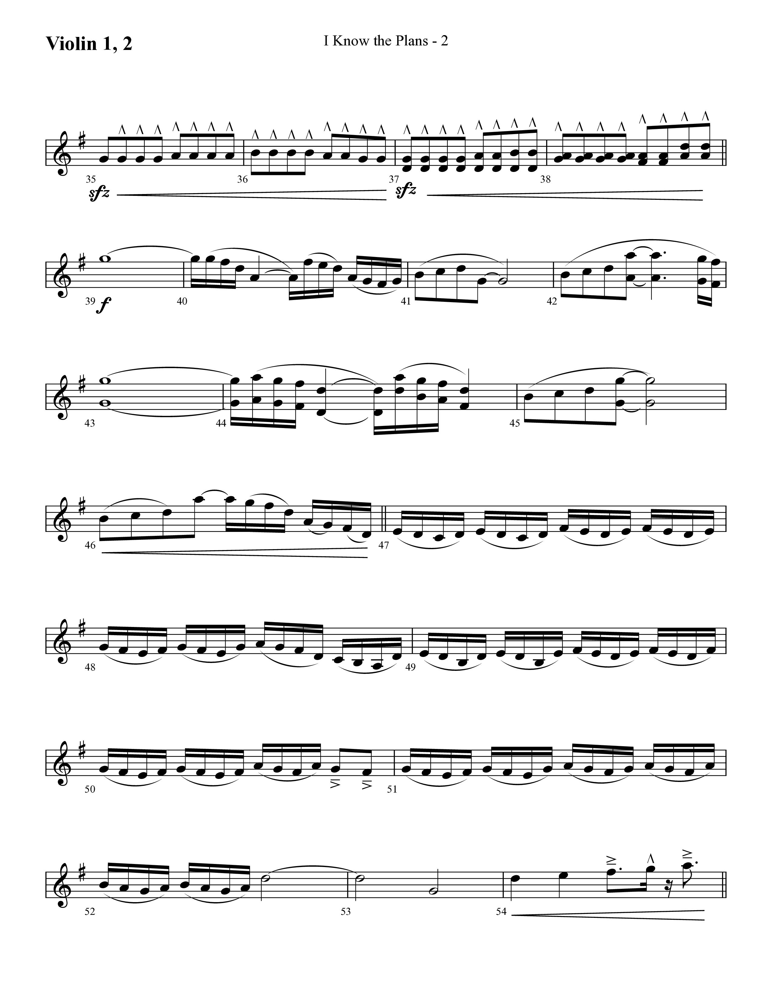 I Know The Plans (Choral Anthem SATB) Violin 1/2 (Lifeway Choral / Arr. Cliff Duren)