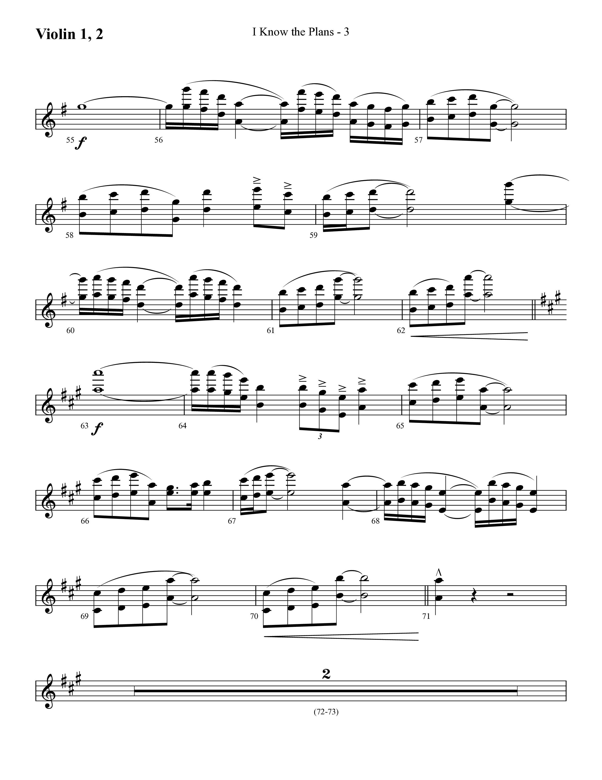 I Know The Plans (Choral Anthem SATB) Violin 1/2 (Lifeway Choral / Arr. Cliff Duren)