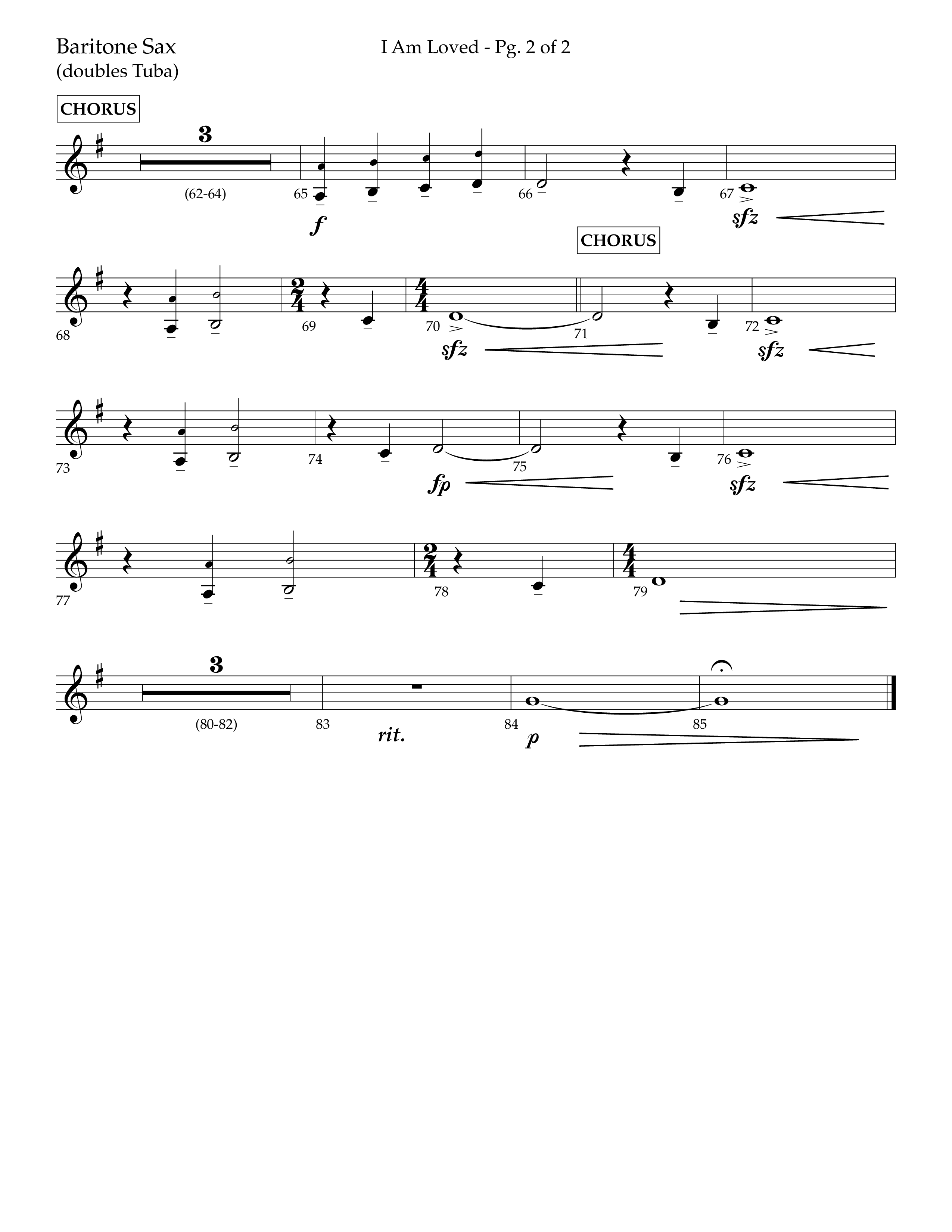 I Am Loved (Choral Anthem SATB) Bari Sax (Lifeway Choral / Arr. John Bolin / Arr. Don Koch / Orch. Philip Keveren)