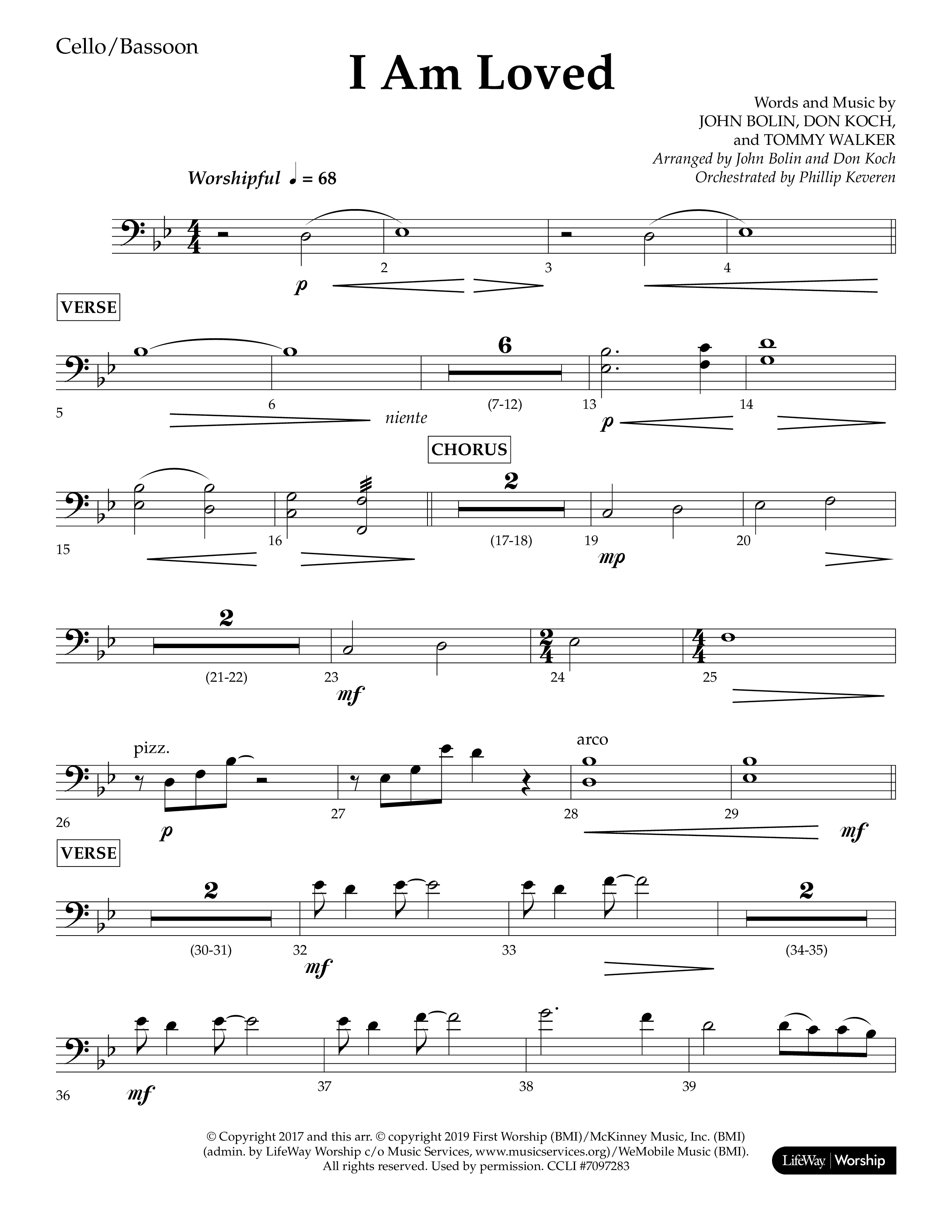 I Am Loved (Choral Anthem SATB) Cello (Lifeway Choral / Arr. John Bolin / Arr. Don Koch / Orch. Phillip Keveren)