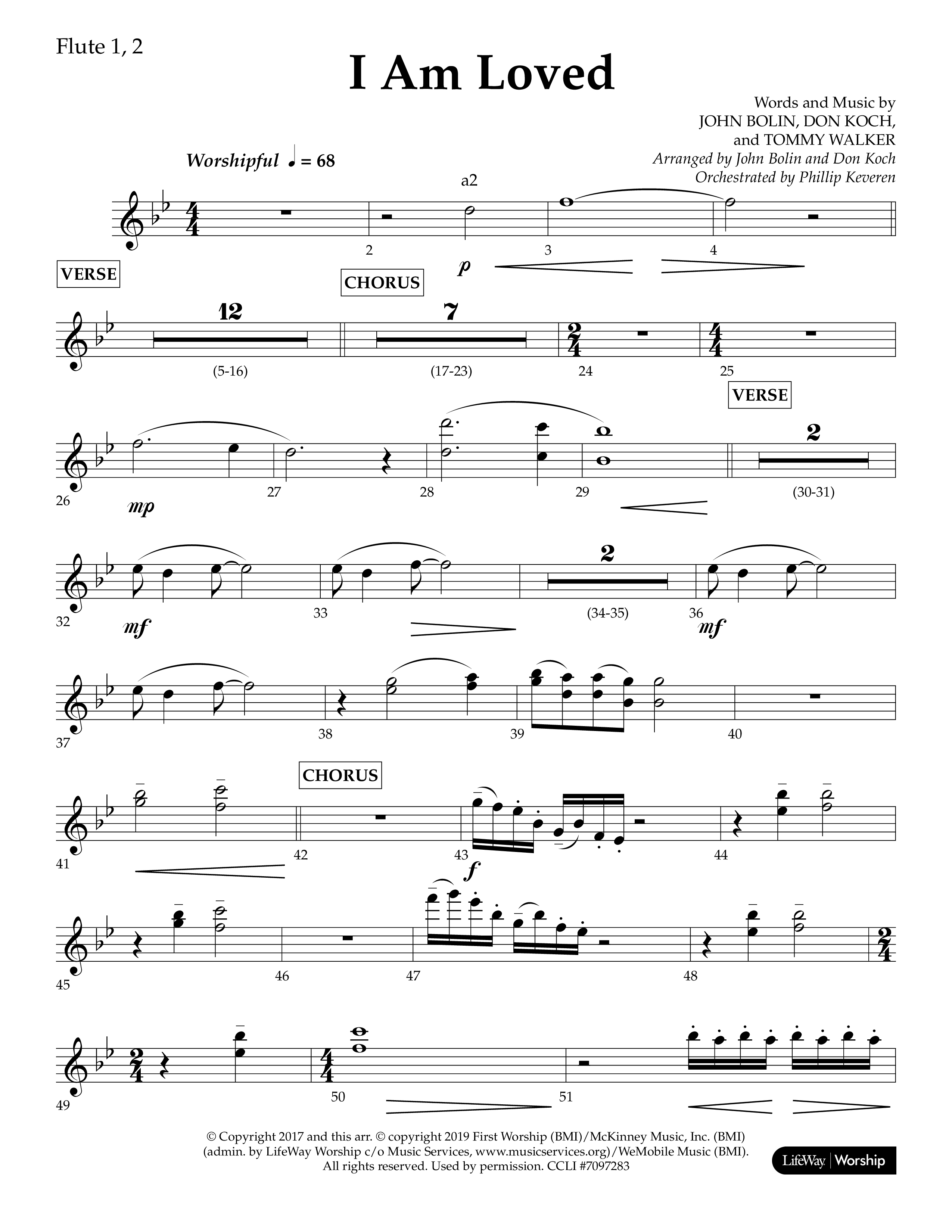 I Am Loved (Choral Anthem SATB) Flute 1/2 (Lifeway Choral / Arr. John Bolin / Arr. Don Koch / Orch. Phillip Keveren)