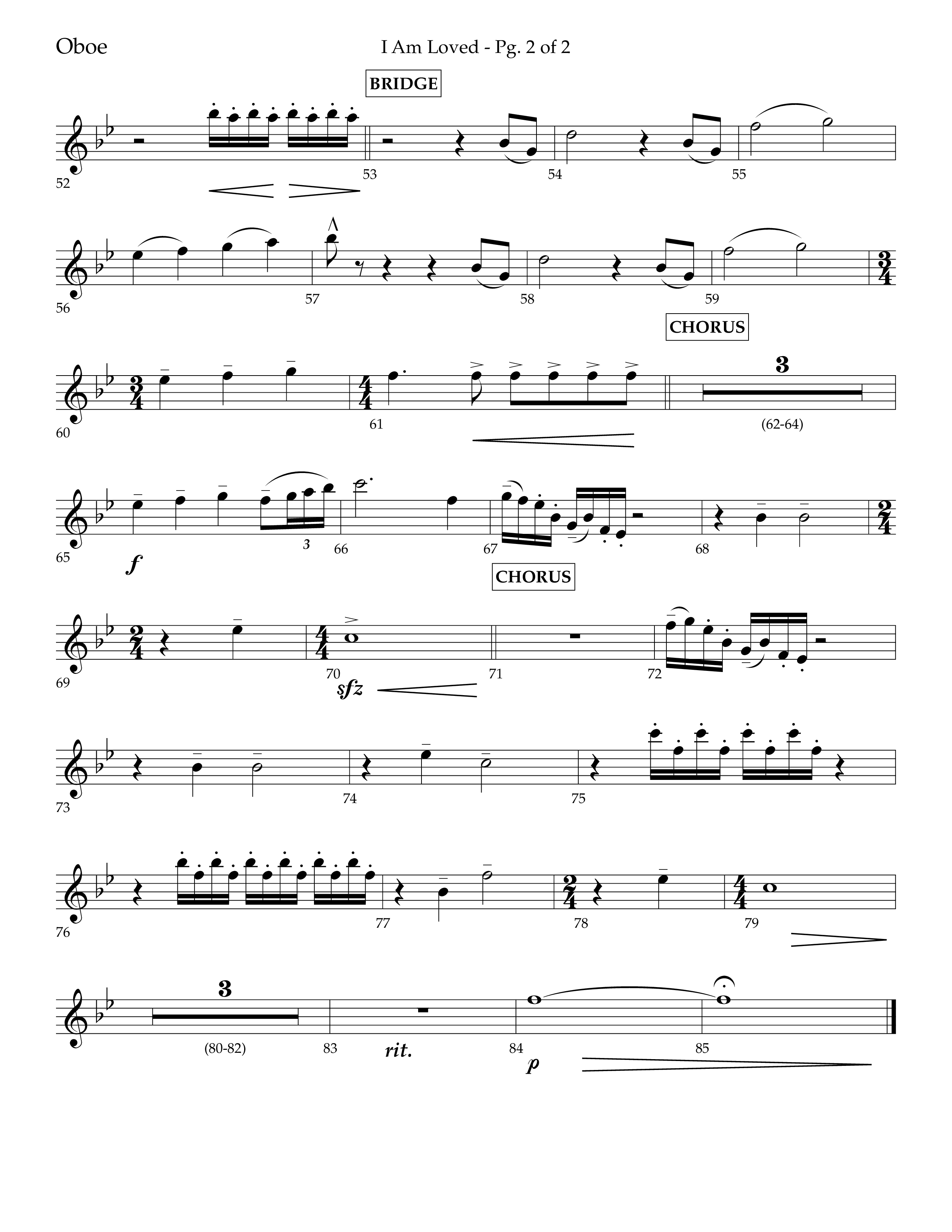 I Am Loved (Choral Anthem SATB) Oboe (Lifeway Choral / Arr. John Bolin / Arr. Don Koch / Orch. Philip Keveren)