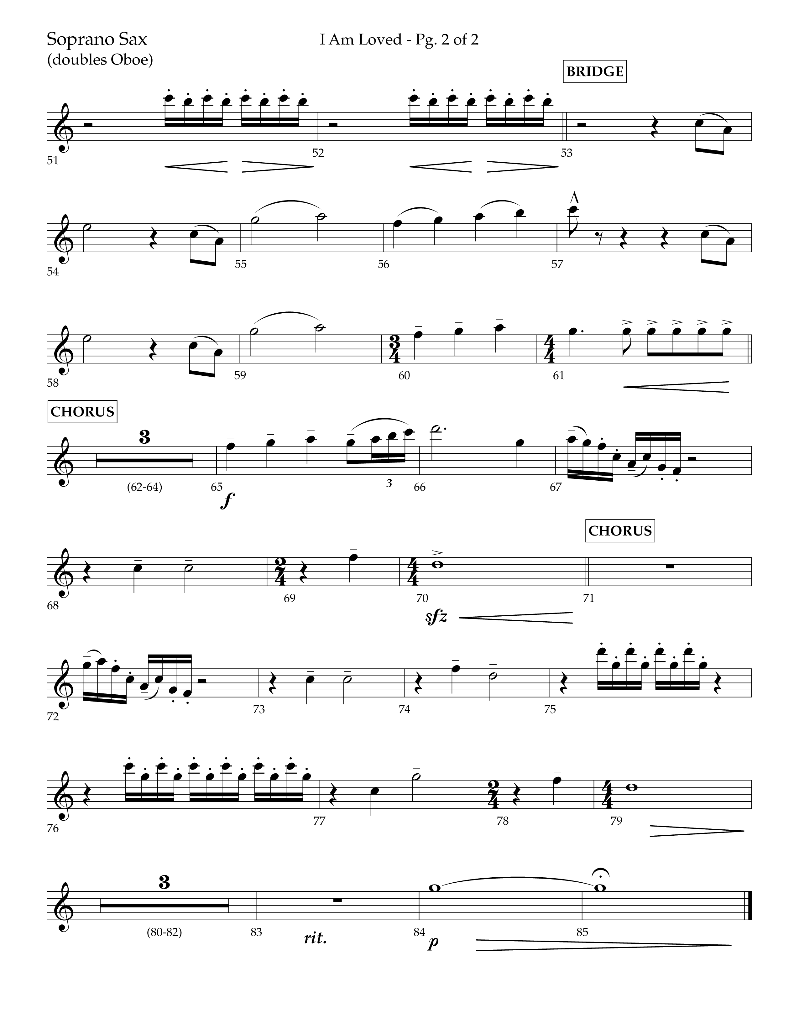 I Am Loved (Choral Anthem SATB) Soprano Sax (Lifeway Choral / Arr. John Bolin / Arr. Don Koch / Orch. Phillip Keveren)