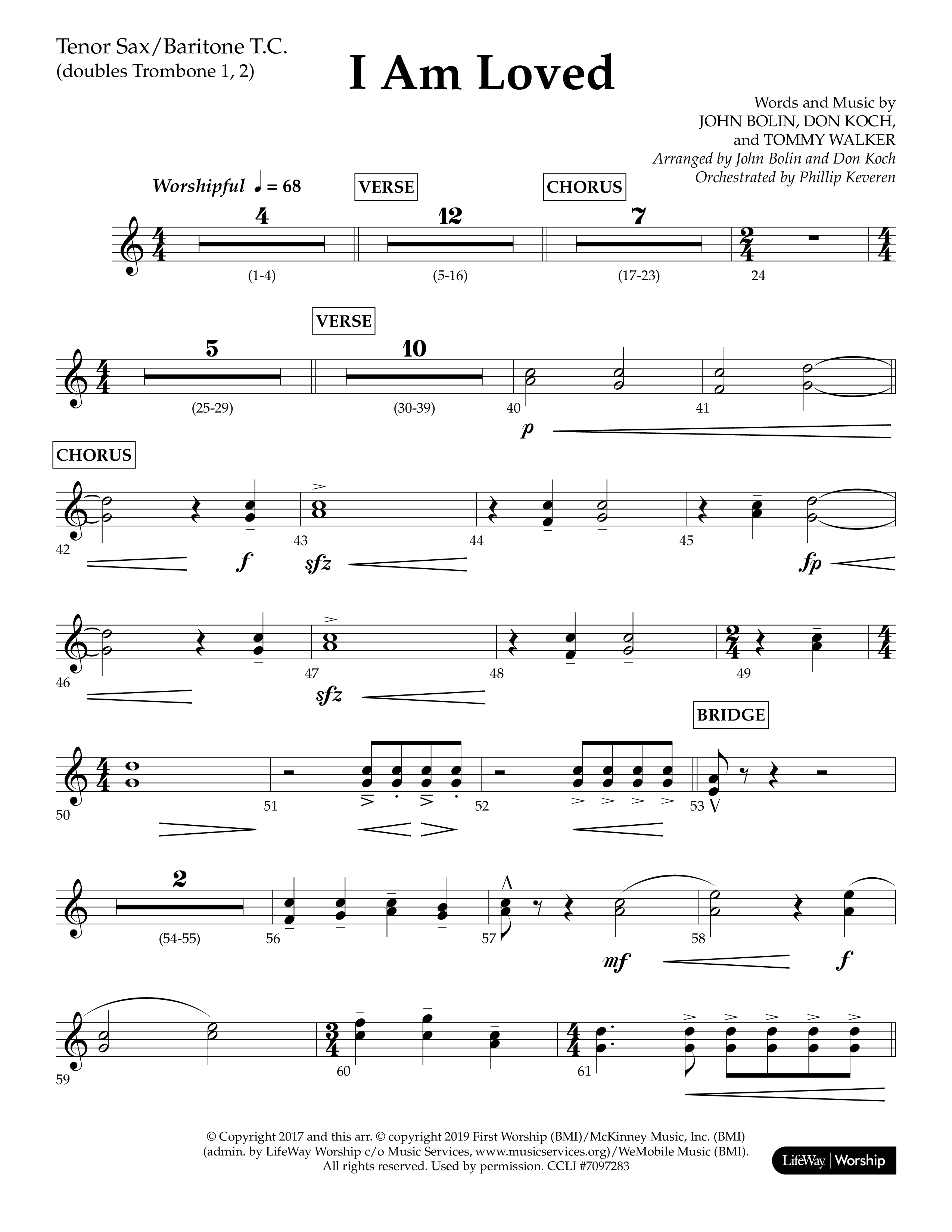I Am Loved (Choral Anthem SATB) Tenor Sax/Baritone T.C. (Lifeway Choral / Arr. John Bolin / Arr. Don Koch / Orch. Phillip Keveren)