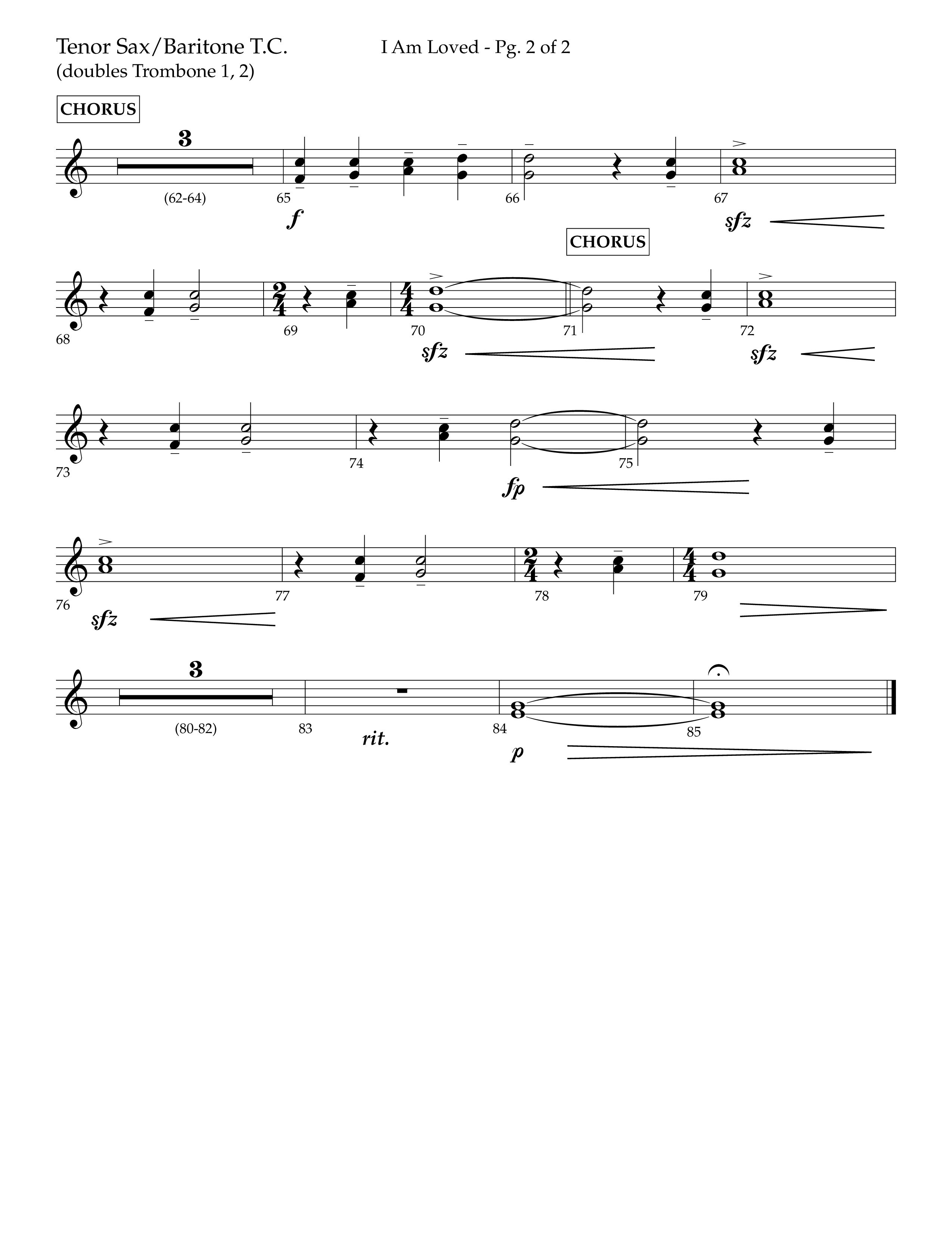 I Am Loved (Choral Anthem SATB) Tenor Sax/Baritone T.C. (Lifeway Choral / Arr. John Bolin / Arr. Don Koch / Orch. Philip Keveren)
