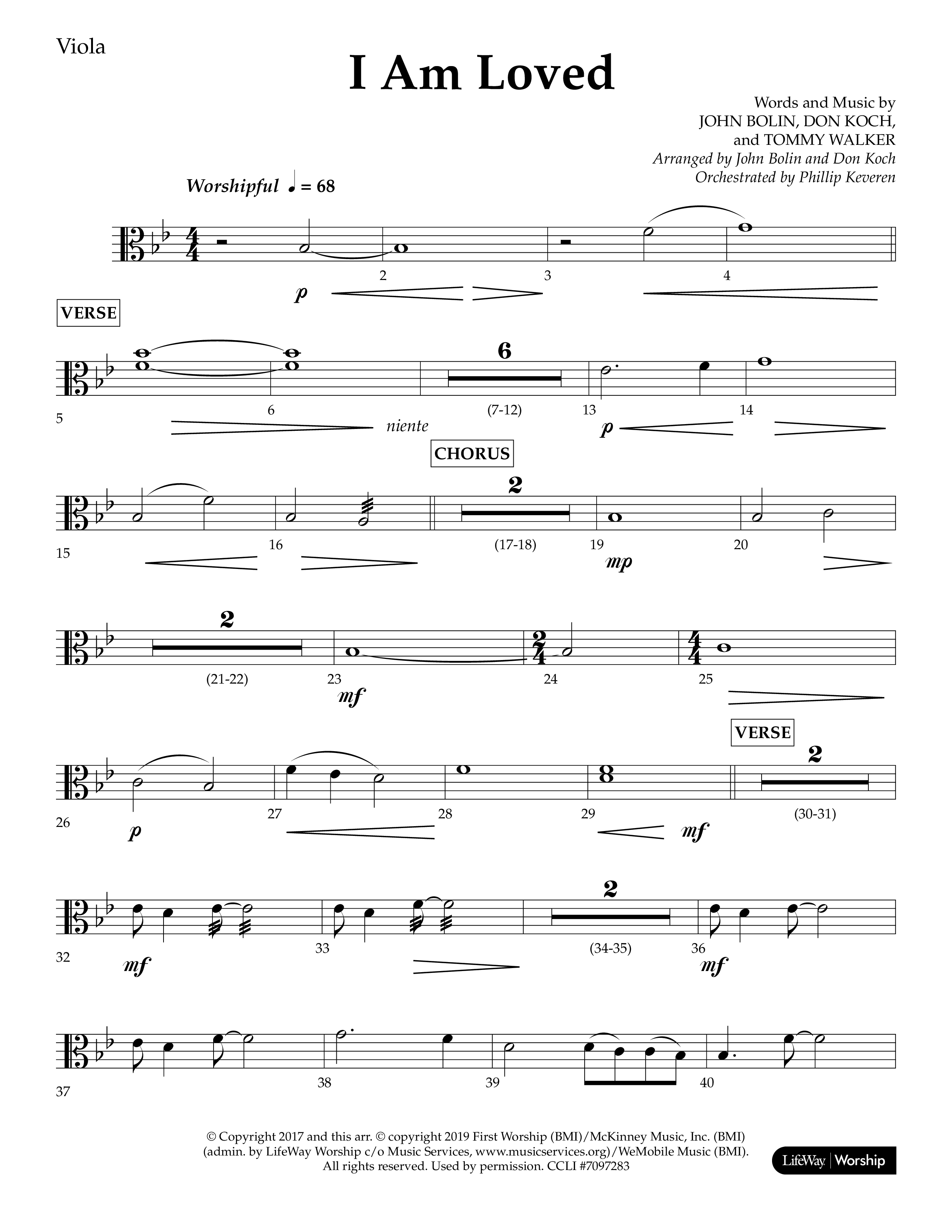 I Am Loved (Choral Anthem SATB) Viola (Lifeway Choral / Arr. John Bolin / Arr. Don Koch / Orch. Phillip Keveren)