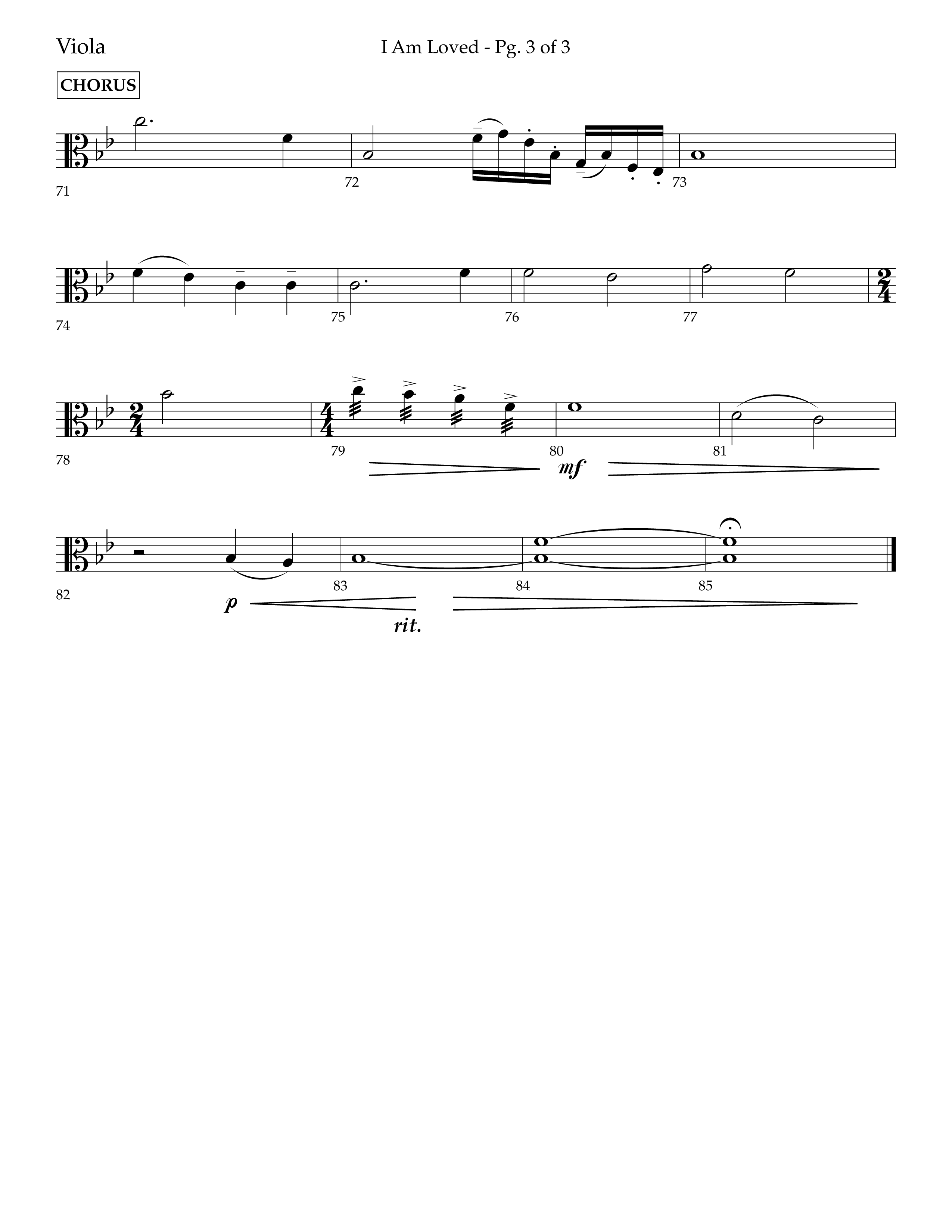 I Am Loved (Choral Anthem SATB) Viola (Lifeway Choral / Arr. John Bolin / Arr. Don Koch / Orch. Philip Keveren)