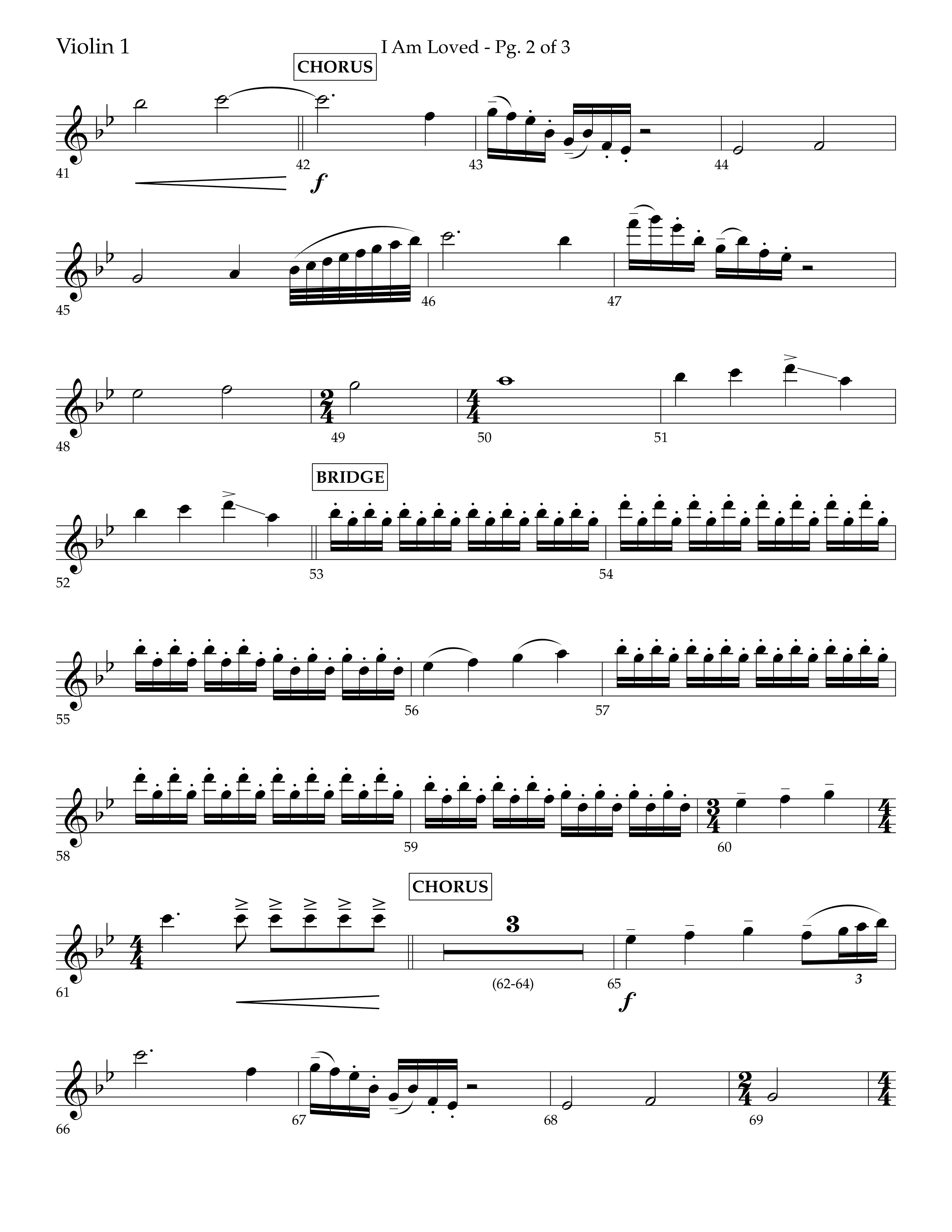 I Am Loved (Choral Anthem SATB) Violin 1 (Lifeway Choral / Arr. John Bolin / Arr. Don Koch / Orch. Philip Keveren)
