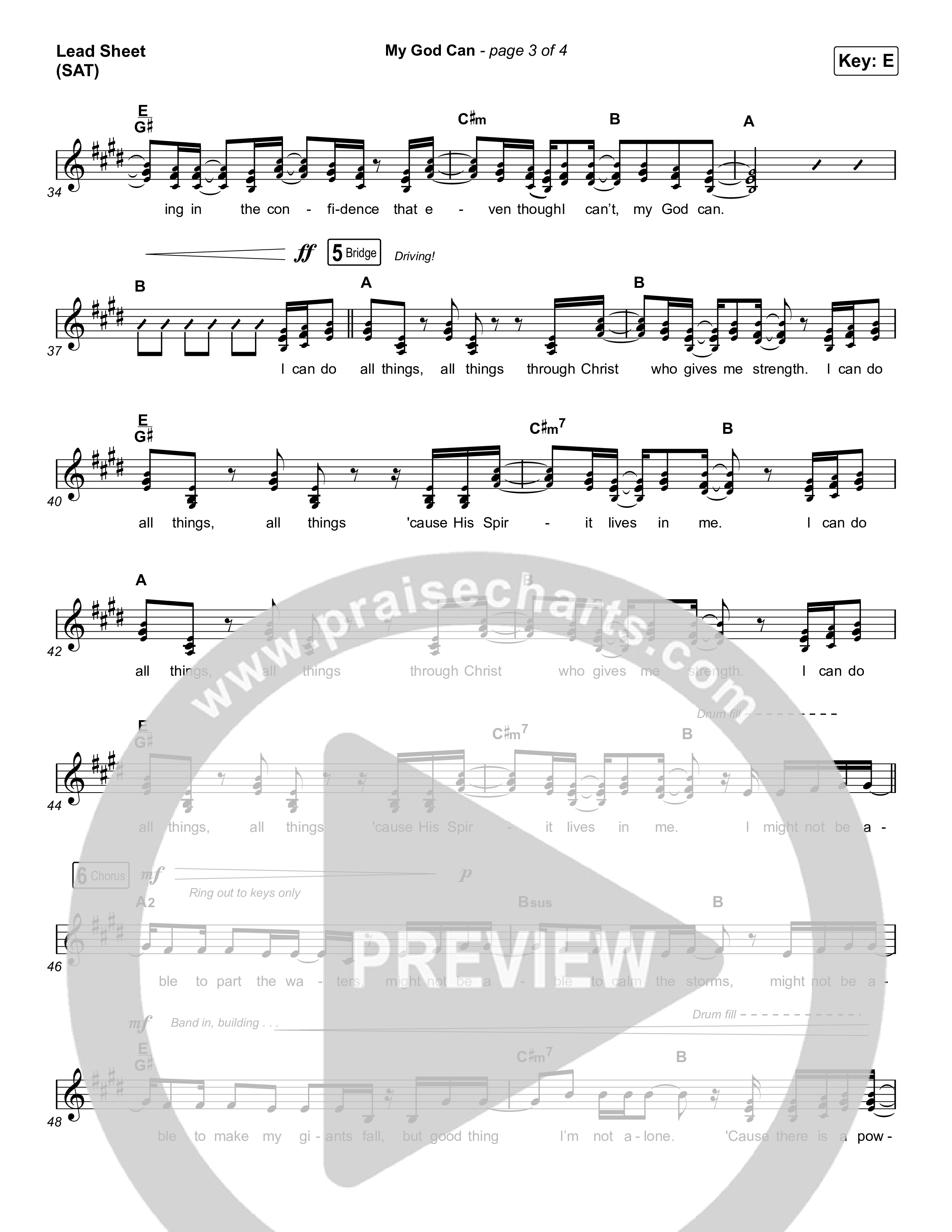 My God Can Lead Sheet (SAT) (Katy Nichole / Naomi Raine)