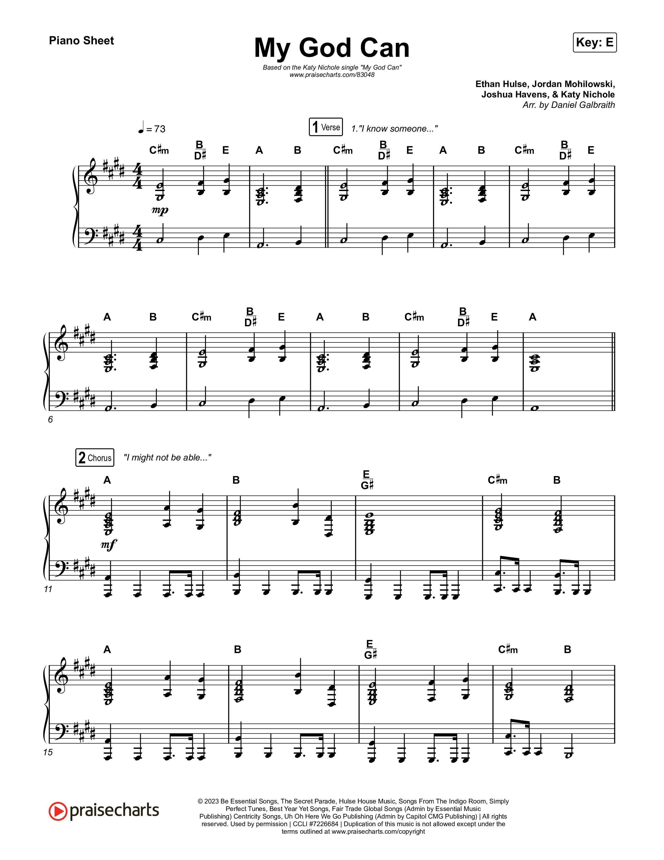 My God Can Piano Sheet (Katy Nichole / Naomi Raine)