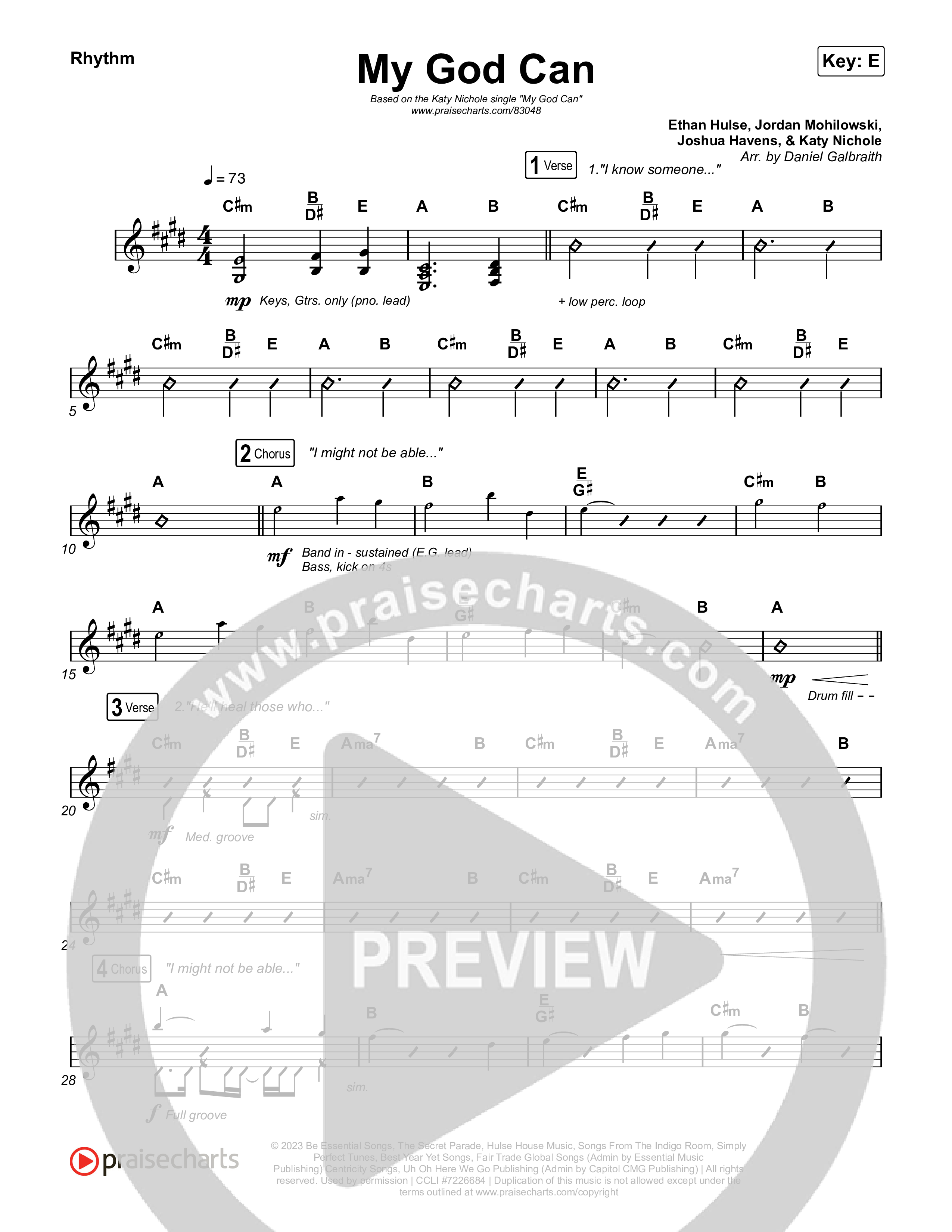 My God Can Rhythm Chart (Katy Nichole / Naomi Raine)