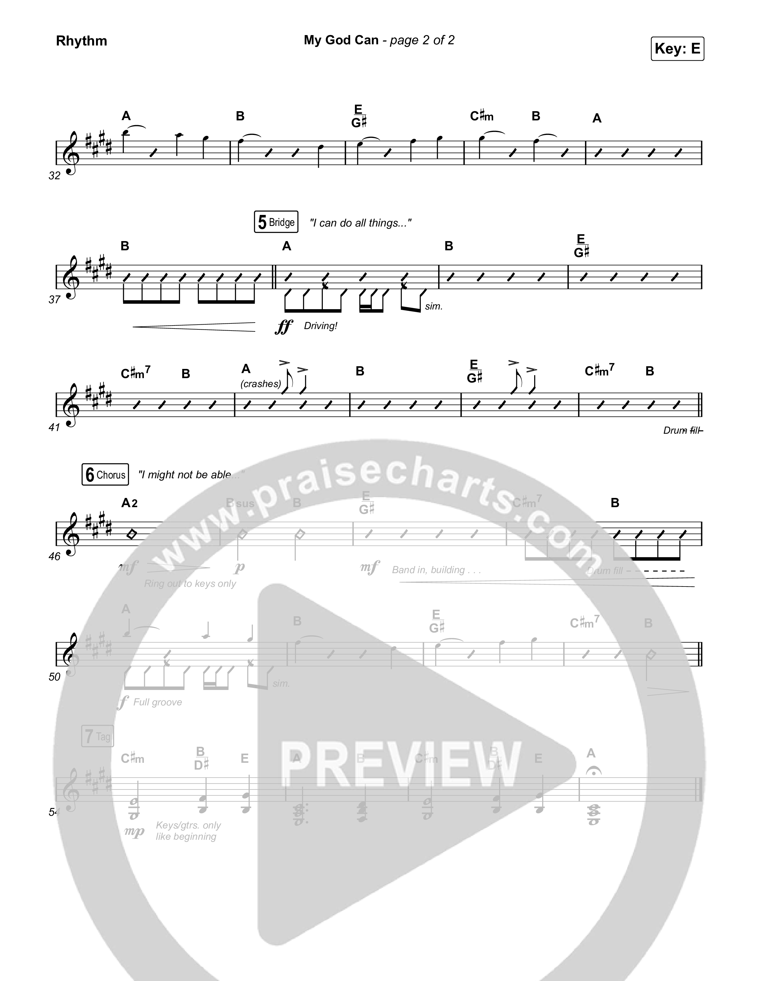 My God Can Rhythm Chart (Katy Nichole / Naomi Raine)