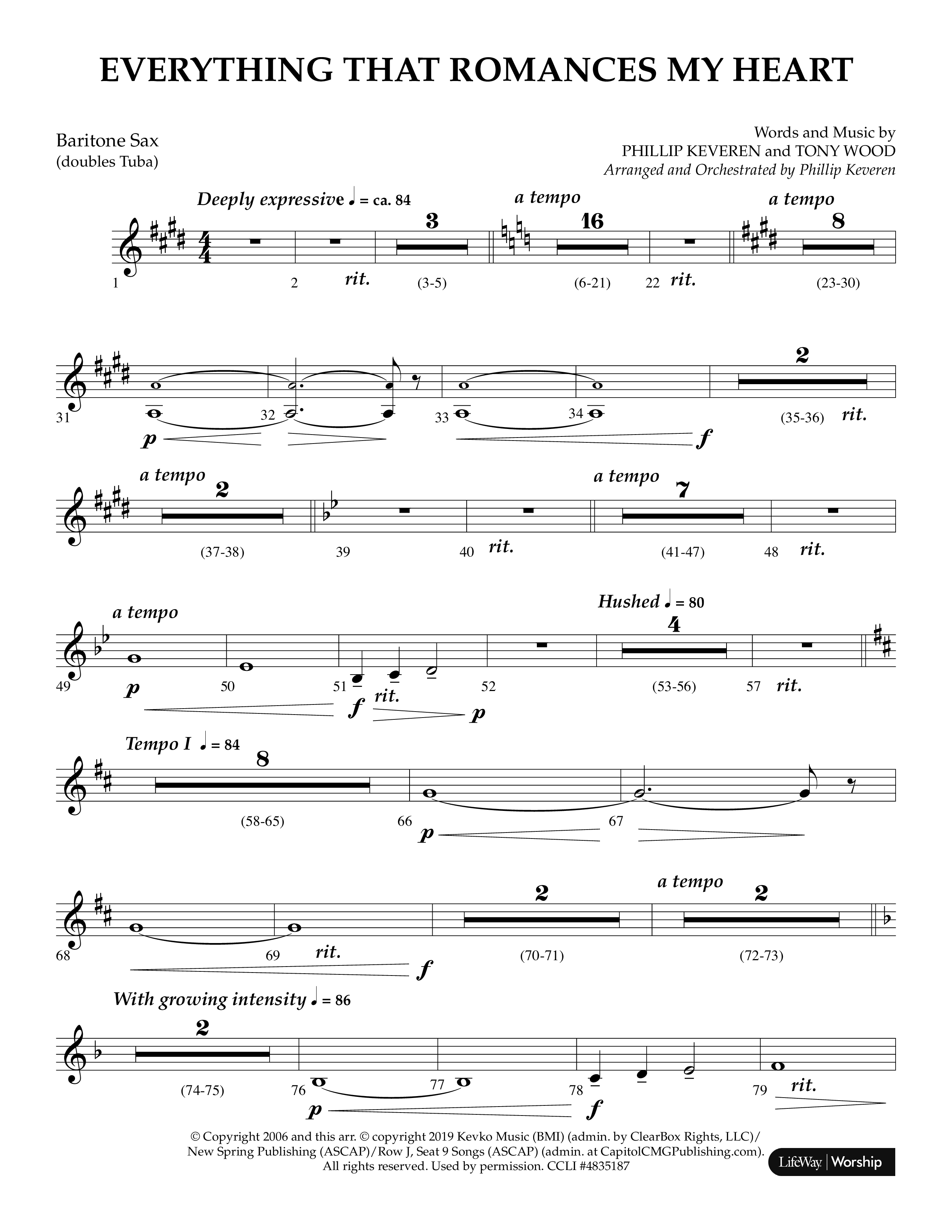 Everything That Romances My Heart (Choral Anthem SATB) Bari Sax (Lifeway Choral / Arr. Phillip Keveren)