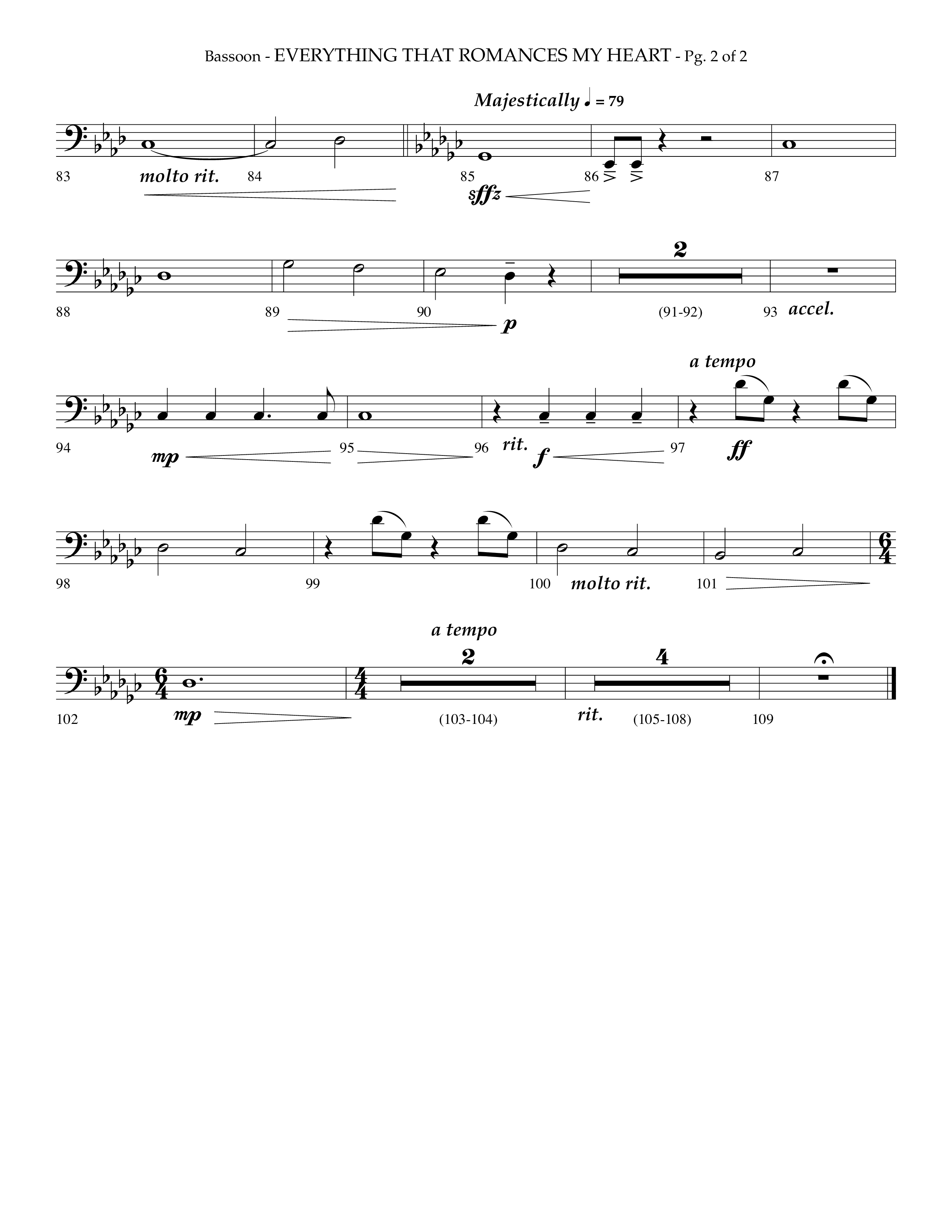 Everything That Romances My Heart (Choral Anthem SATB) Bassoon (Lifeway Choral / Arr. Phillip Keveren)