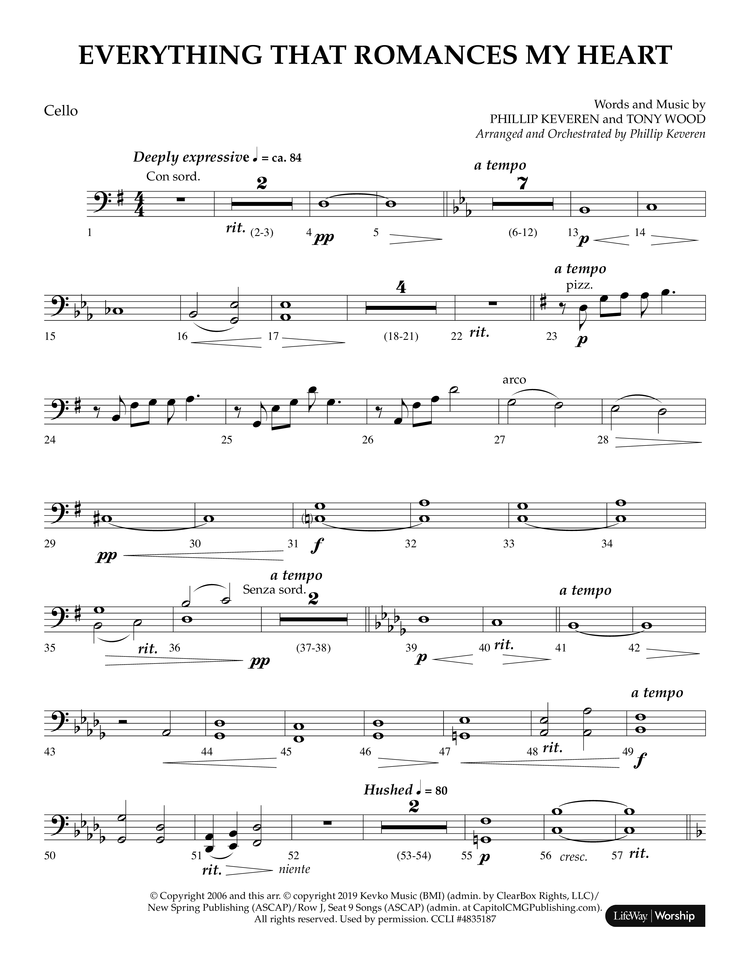 Everything That Romances My Heart (Choral Anthem SATB) Cello (Lifeway Choral / Arr. Phillip Keveren)