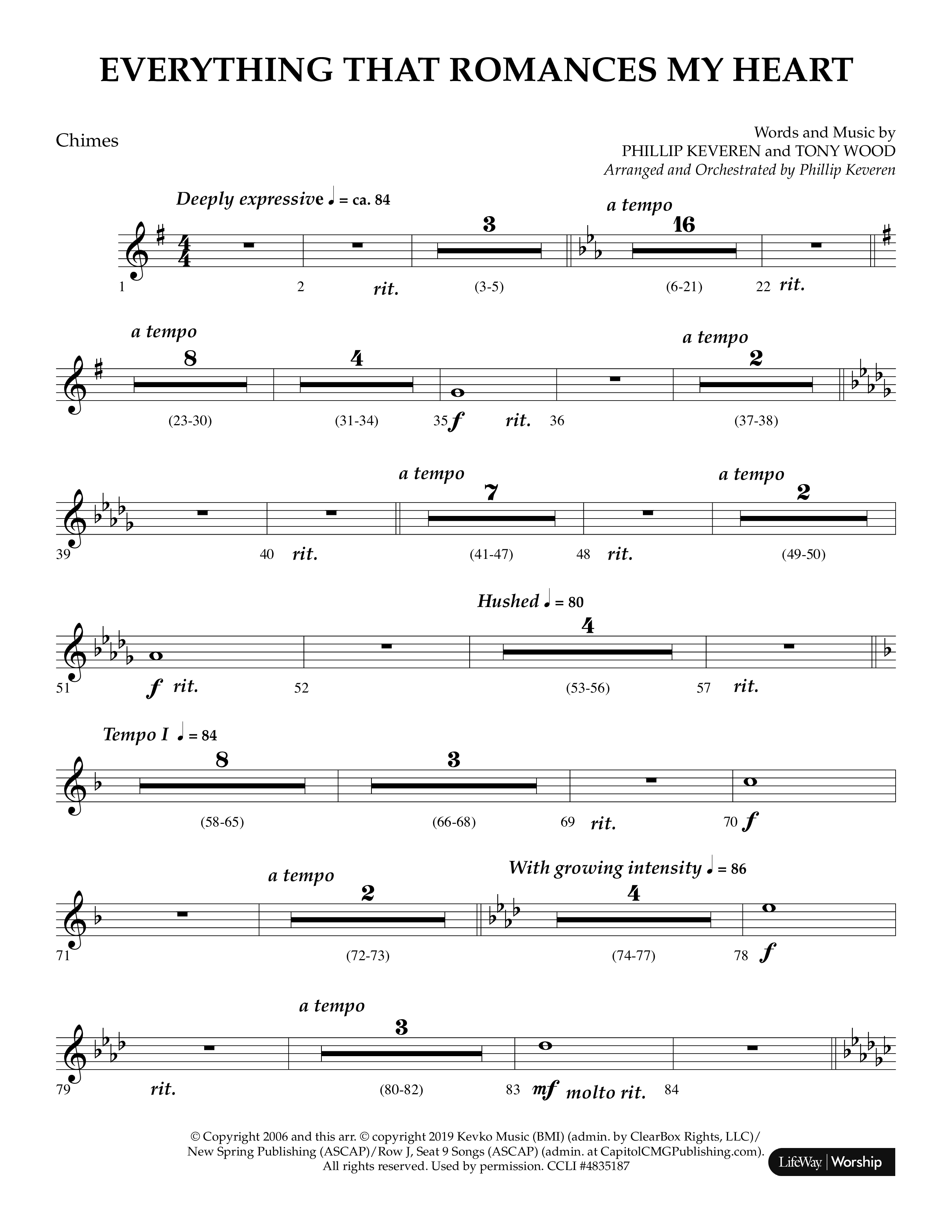 Everything That Romances My Heart (Choral Anthem SATB) Chimes (Lifeway Choral / Arr. Phillip Keveren)